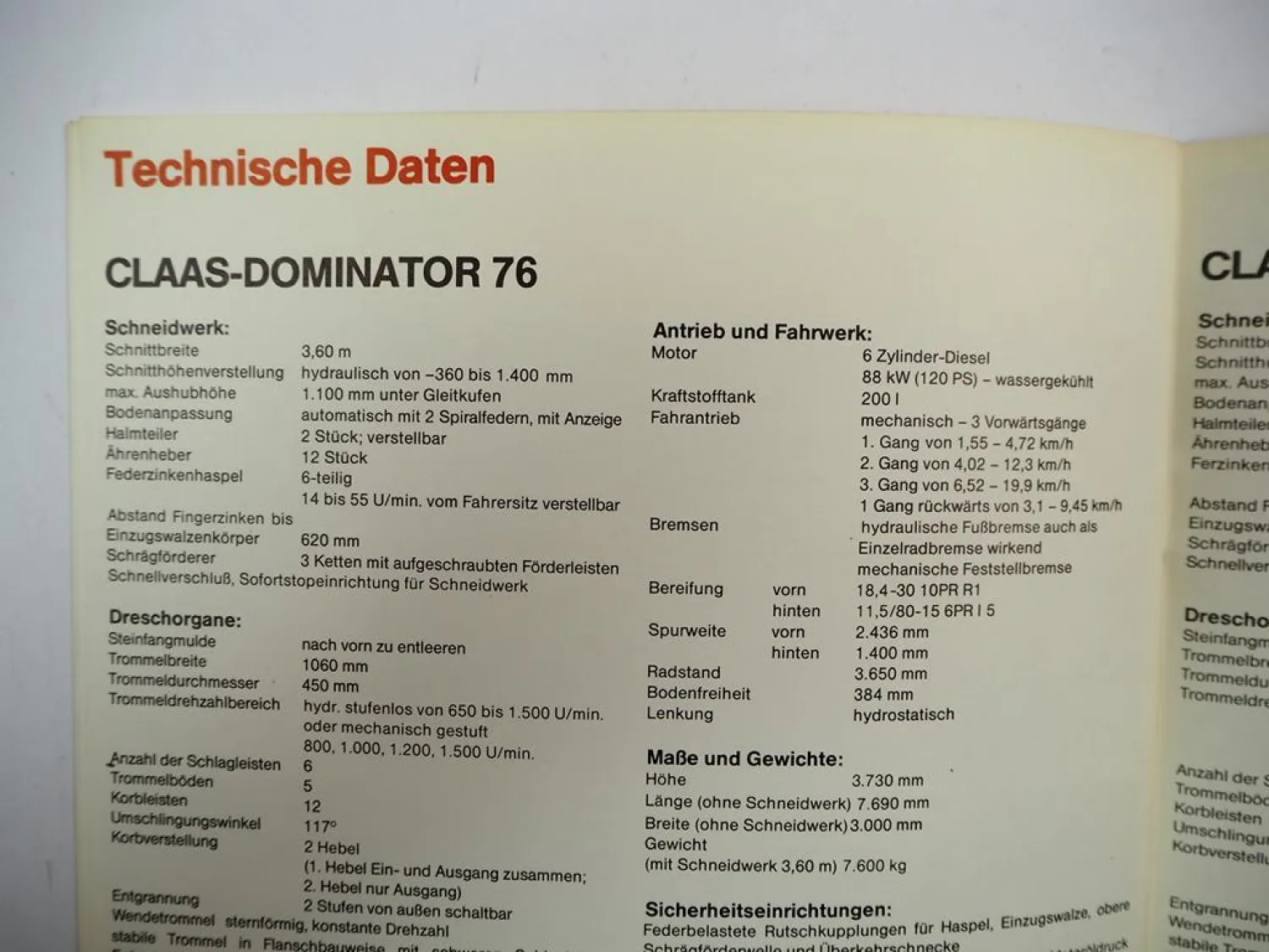 Original Prospekt Claas Dominator 56 76 Mähdrescher 1979 mit 20 Seiten