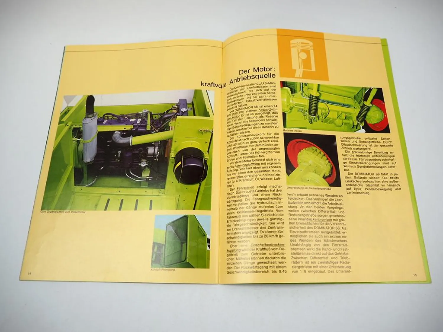 Original Prospekt Claas Dominator 68 Mähdrescher mit 20 Seiten von 1985