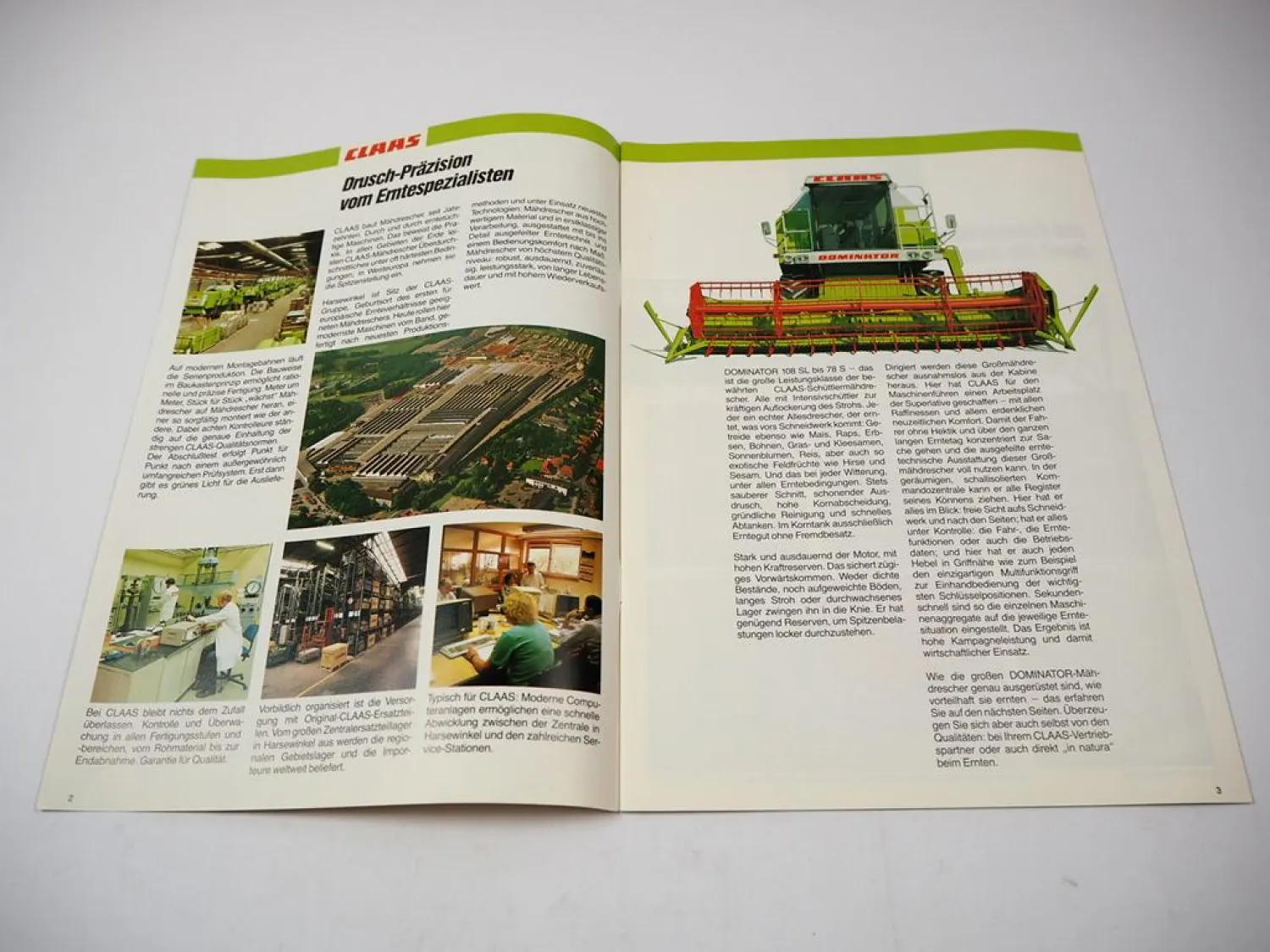 Original Prospekt Claas Dominator 78 S 88 98 108 S/SL Mädrescher 09/1988