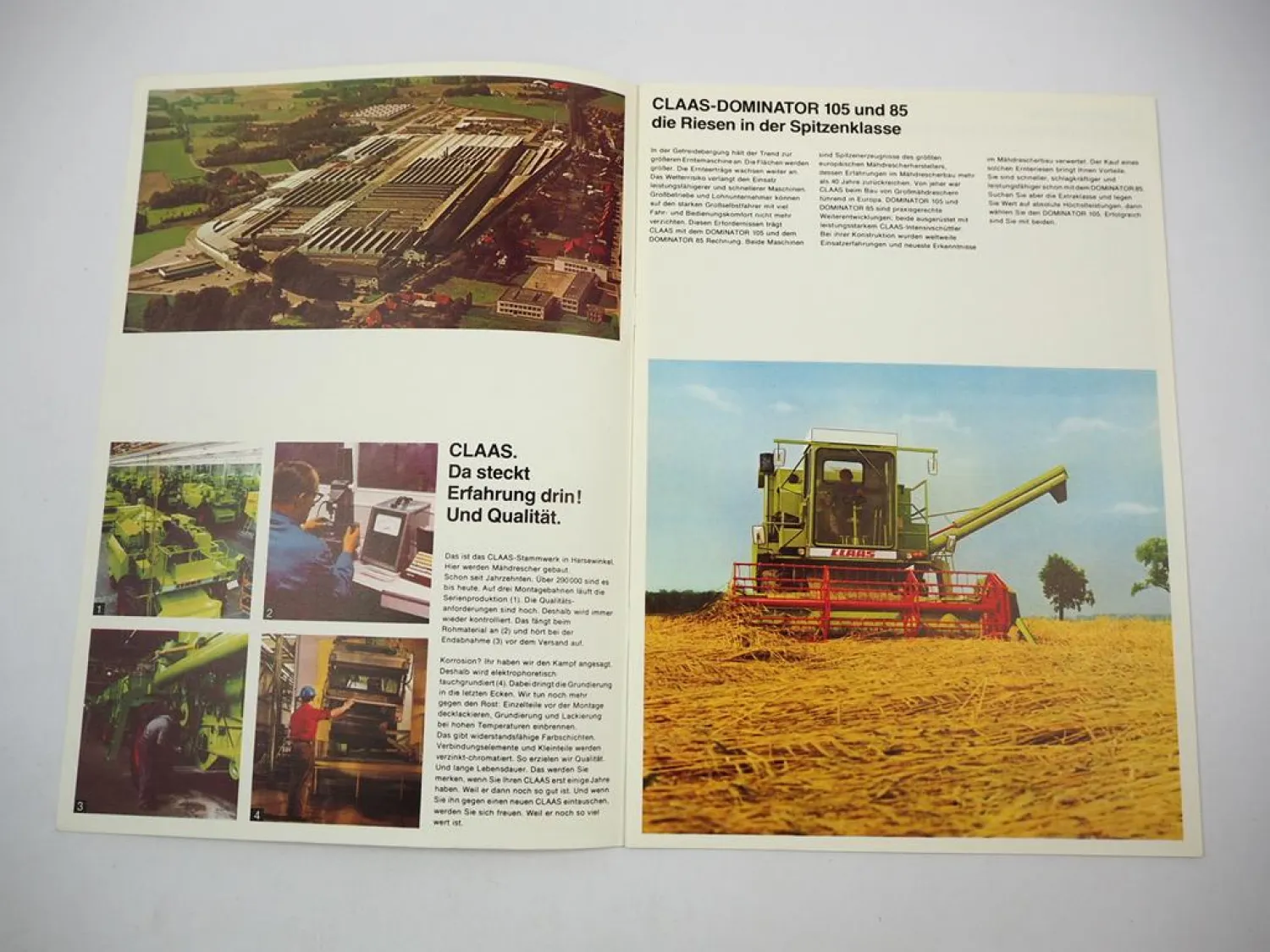 Original Prospekt Claas Dominator 85 85A 105 Mähdrescher mit techn. Daten 1978