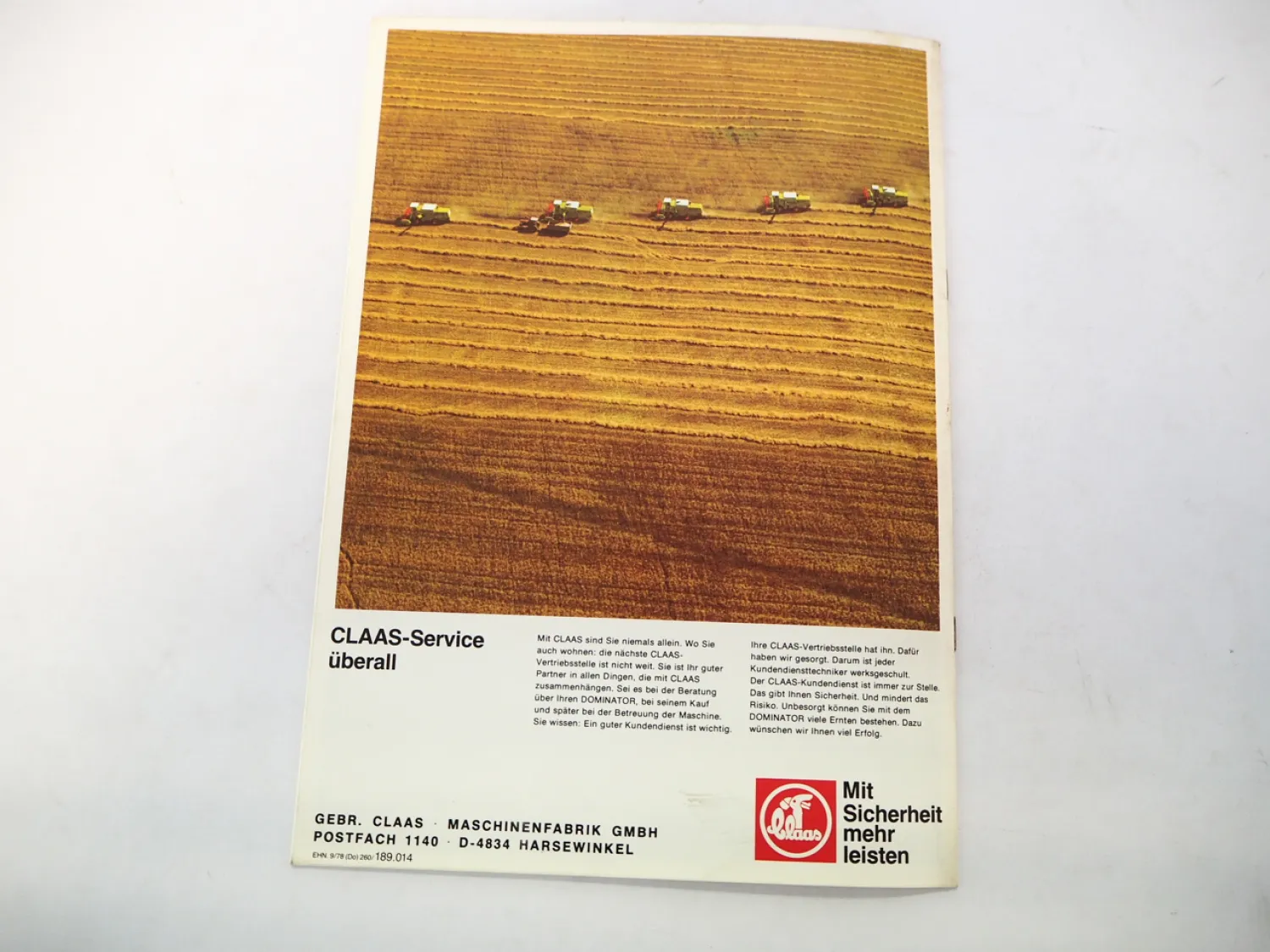 Original Prospekt Claas Dominator 85 85H 105 Mähdrescher 20 Seiten 1978