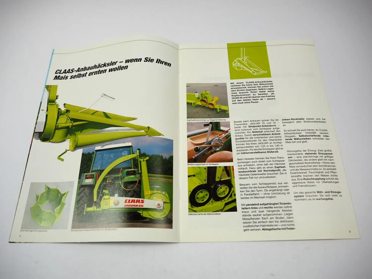 Original Prospekt Claas Jaguar 25 35 Anbauhäcksler am Fendt Farmer 308 08/1988