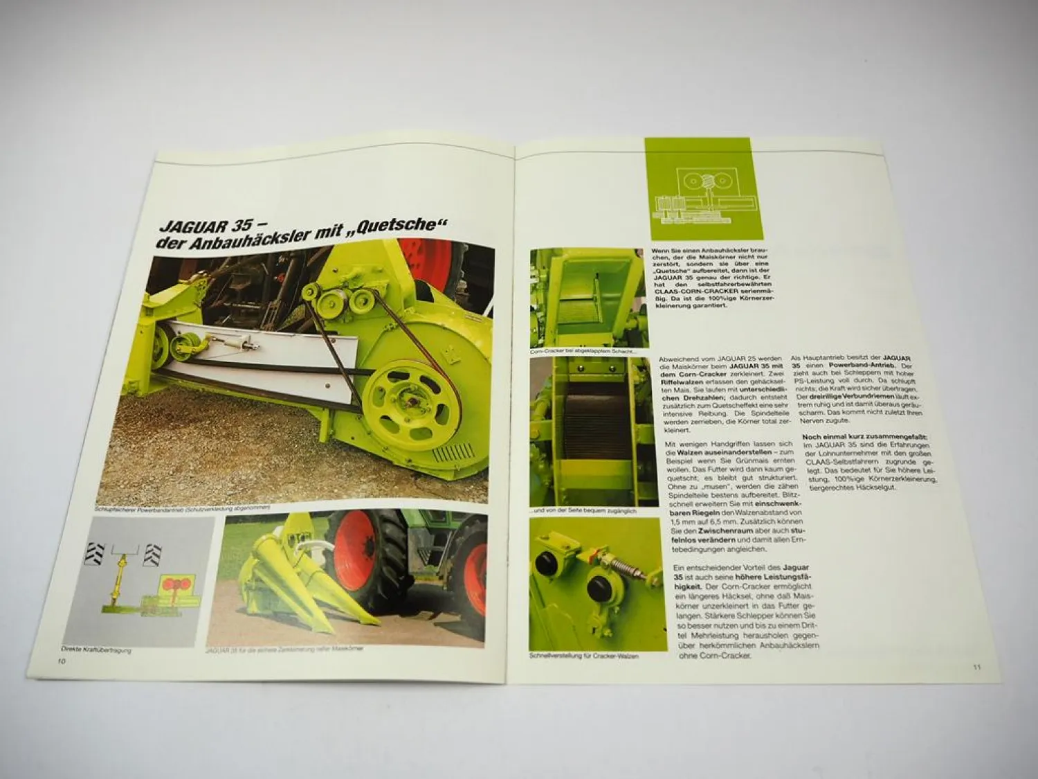 Original Prospekt Claas Jaguar 25 35 Anbauhäcksler am Fendt Farmer 308 08/1988