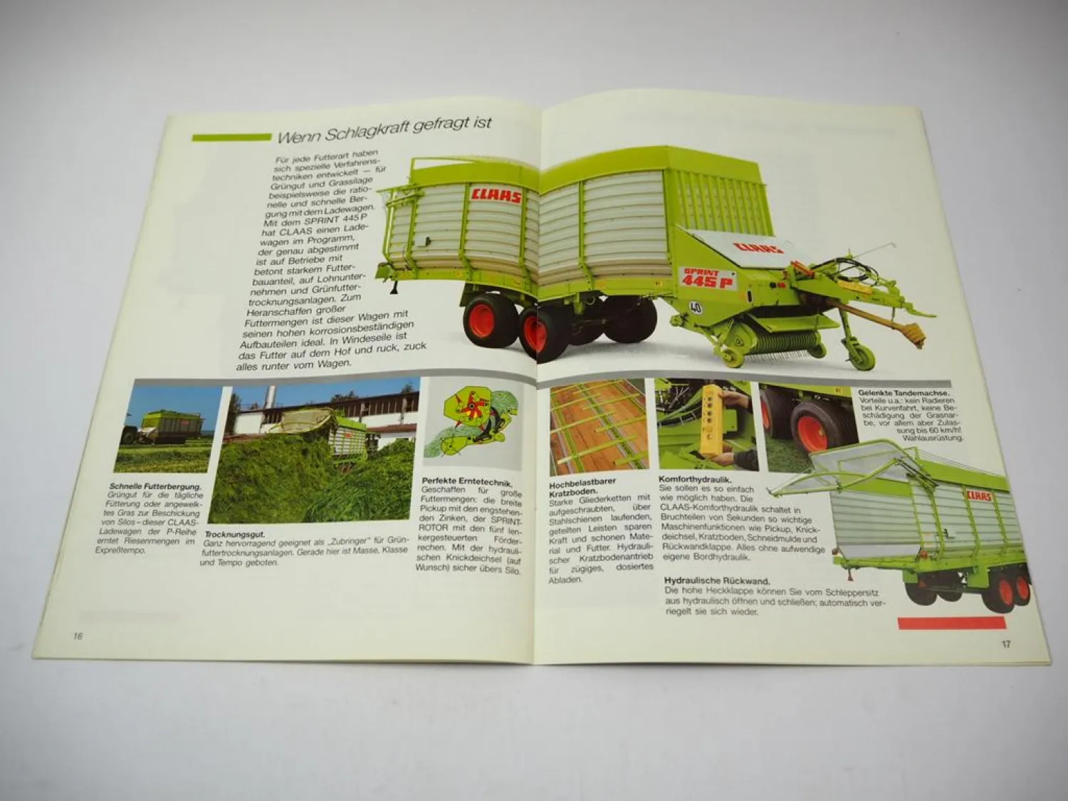 Original Prospekt Claas Ladewagen Sprint 300 - 445 K 300 T 445 P mit 24 Seiten