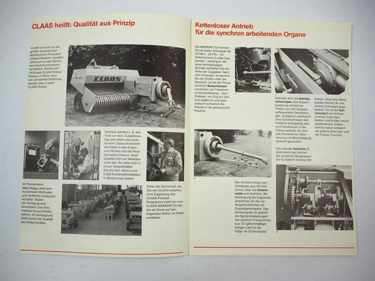 Original Prospekt Claas Markant 55 Pickup Presse 1978 mit 8 Seiten