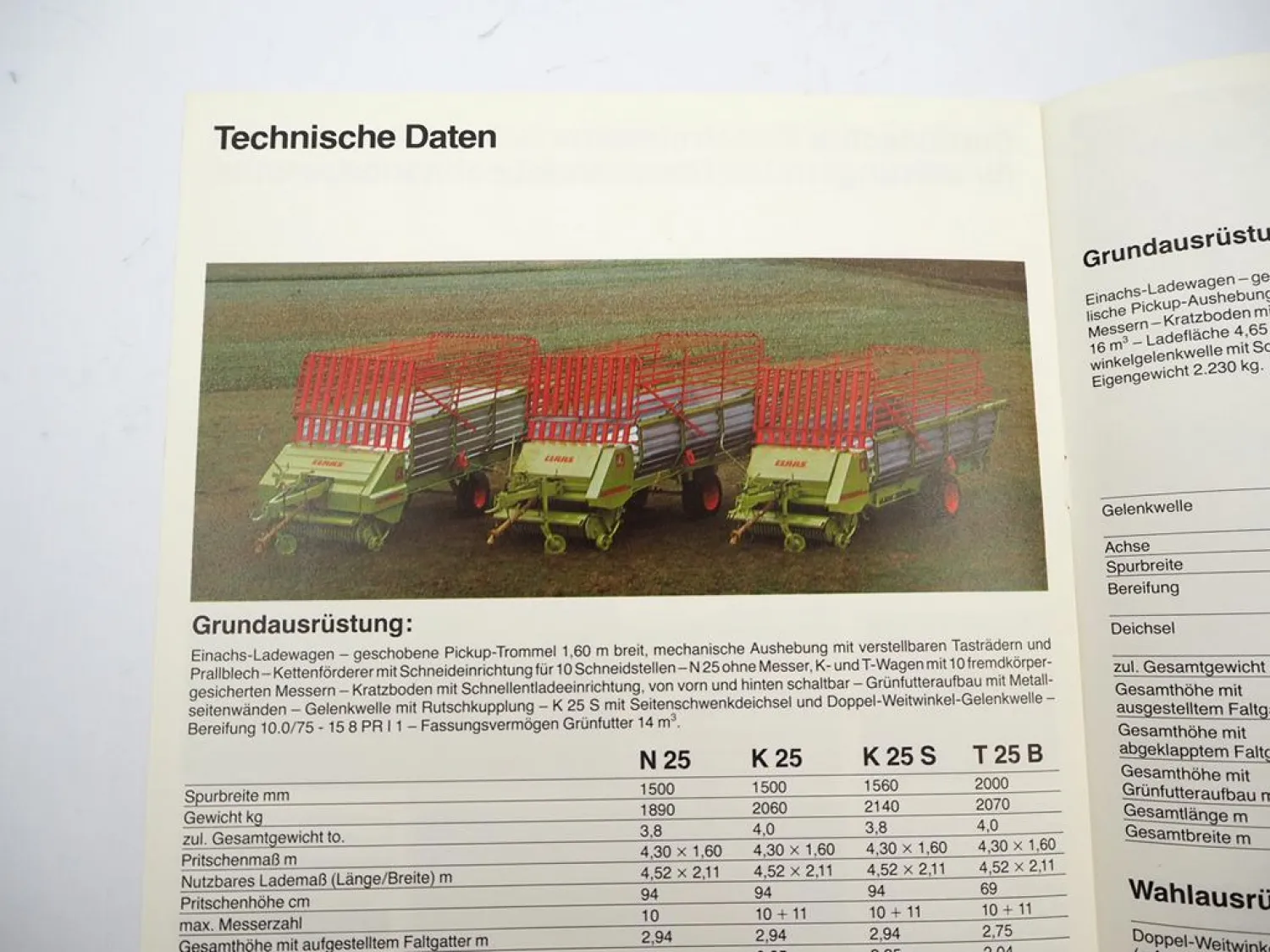 Original Prospekt Claas N25 K25 K25S T25B K30 Ladewagen Autonom an Fendt 1979