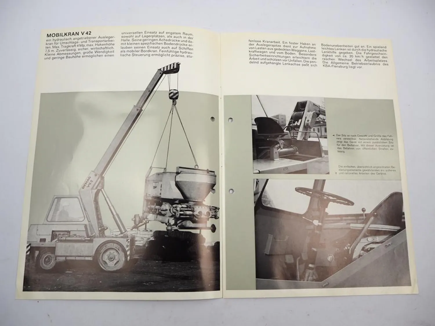 Original Prospekt Demag V42 Mobilkran 1970 mit technischen Daten