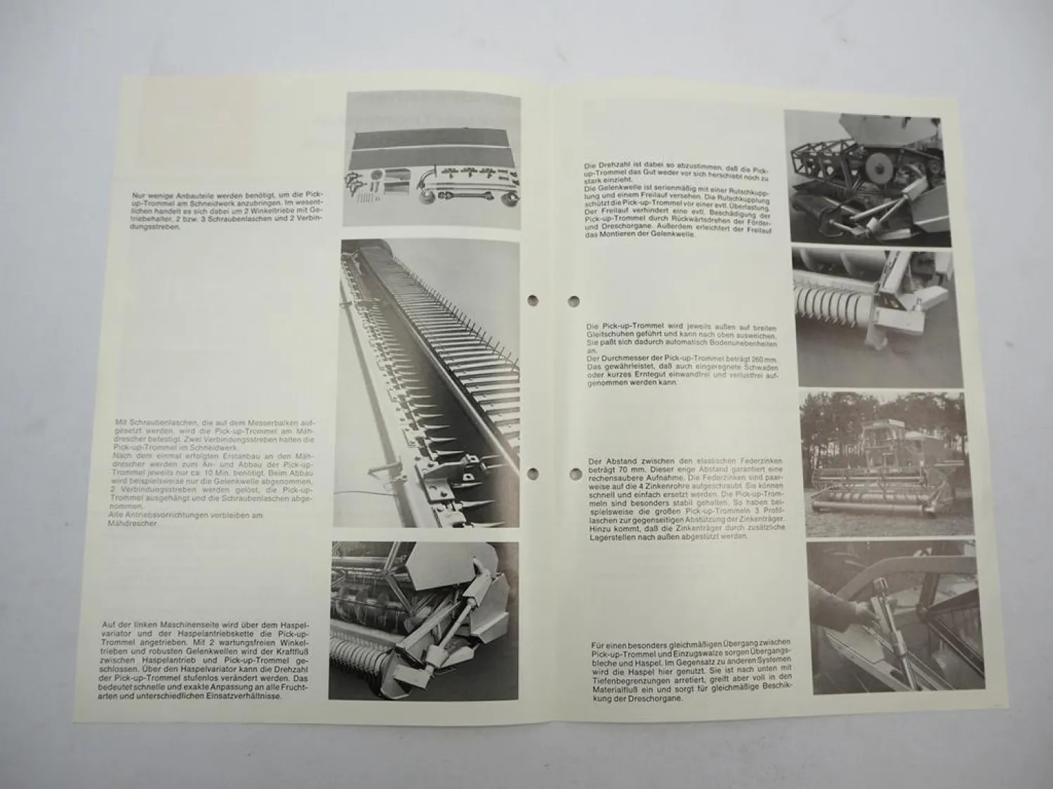 Original Prospekt Diadem Pickup Trommel an Mähdrescher Claas 1970er Jahre