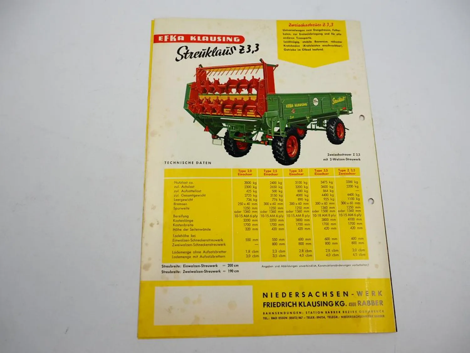 Original Prospekt Efka Klausing Streuklaus Stalldungstreuer 1960er Jahre