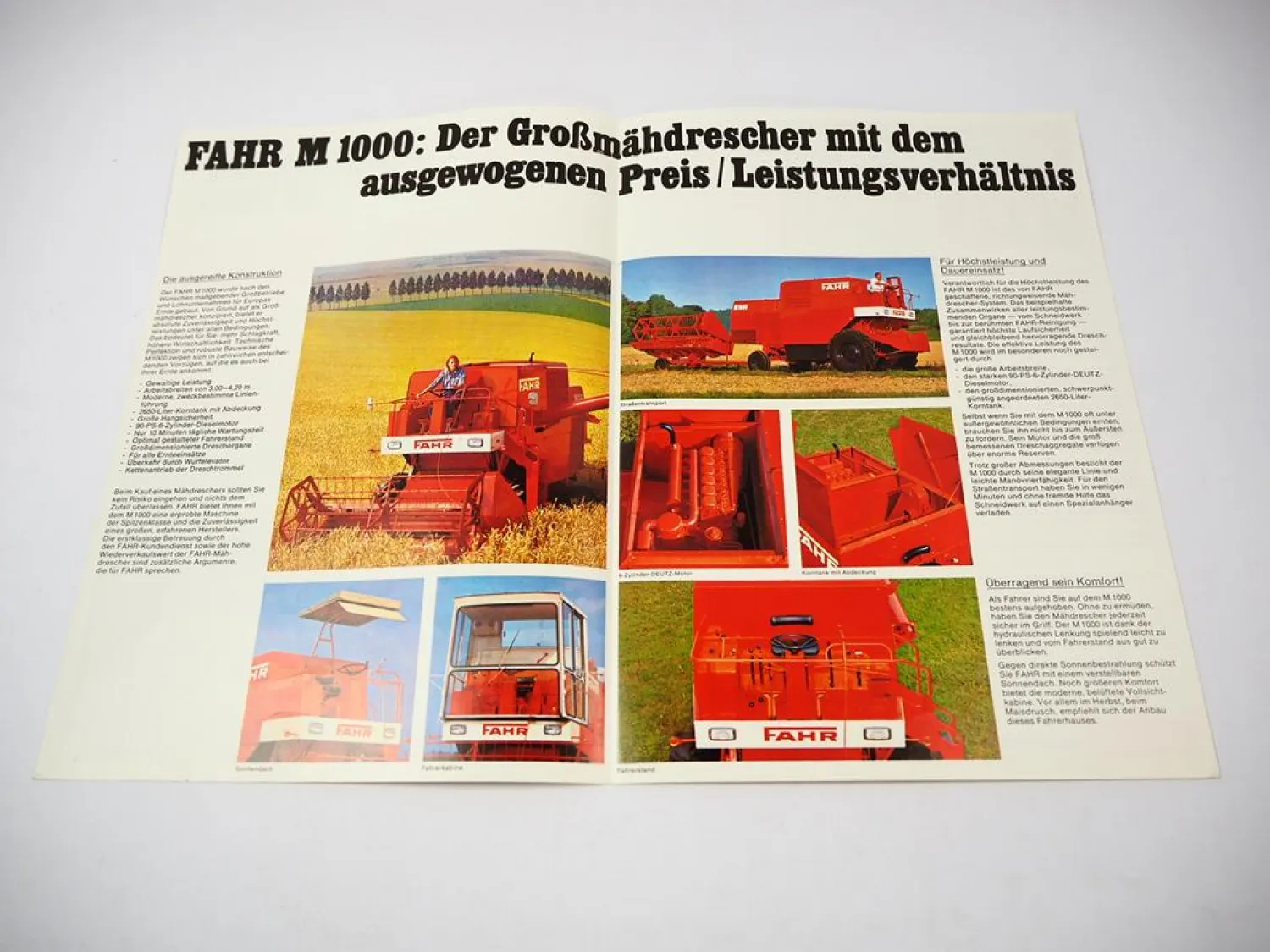 Original Prospekt Fahr M 1000 Großmähdrescher Ernte Landtechnik mit 4 Seiten