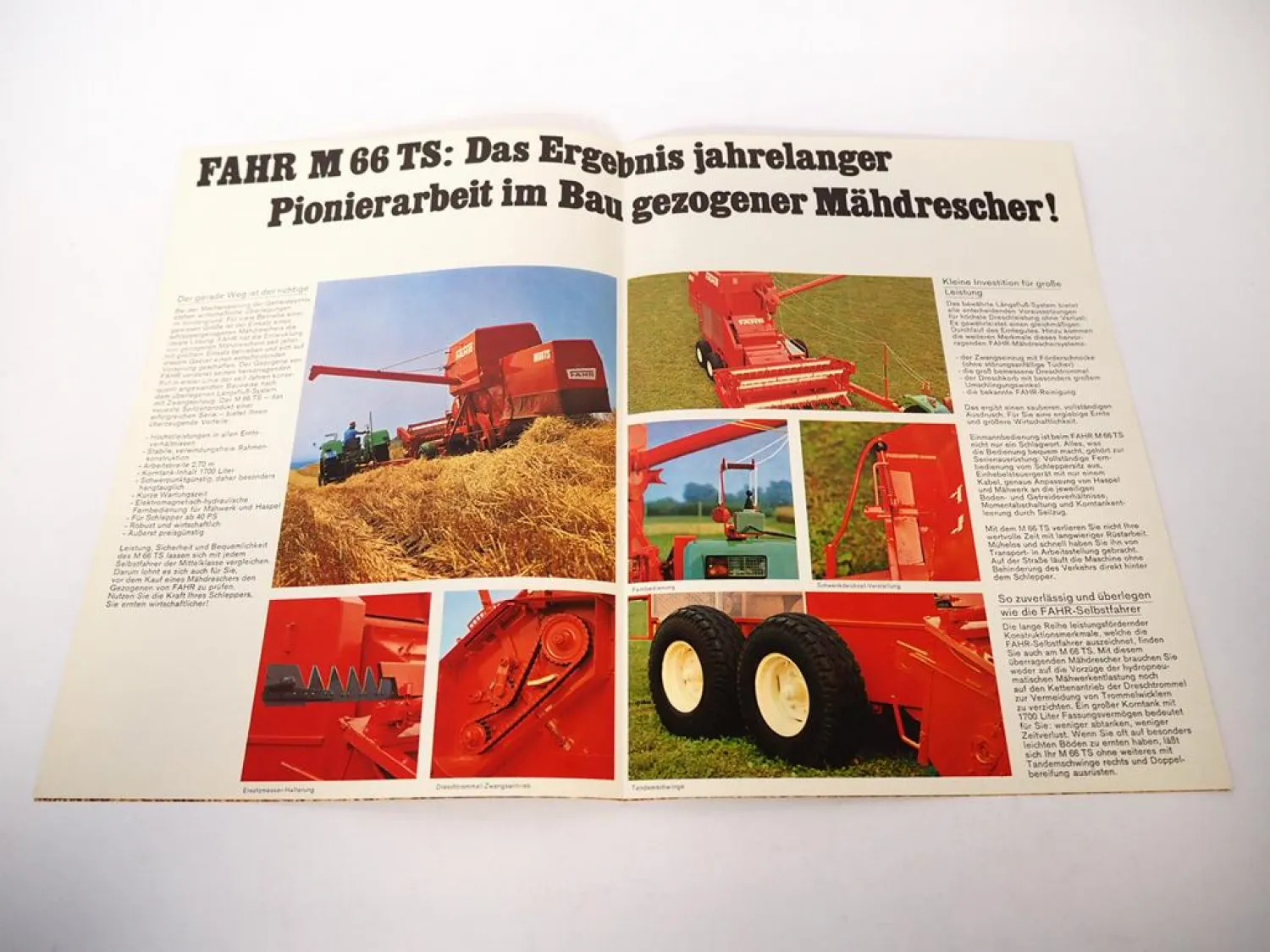 Original Prospekt Fahr M66 TS gezogener Mähdrescher Poster Landtechnik