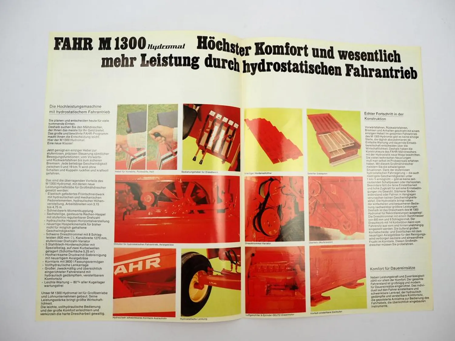 Original Prospekt Fahr M1300 Hydromat Mähdrescher 1973