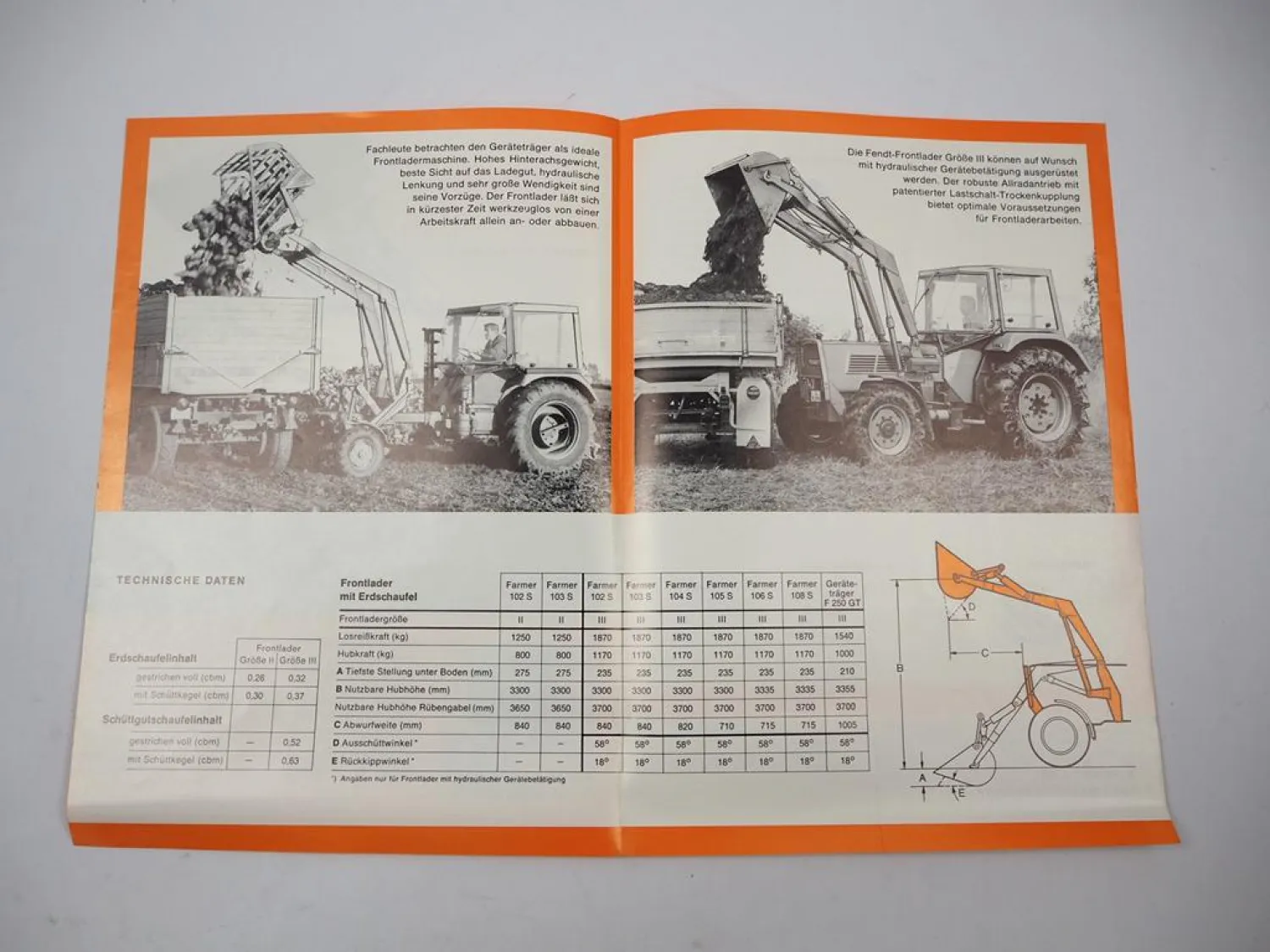 Original Prospekt Fendt Frontlader II III an Farmer Schlepper und Geräteträger 1974