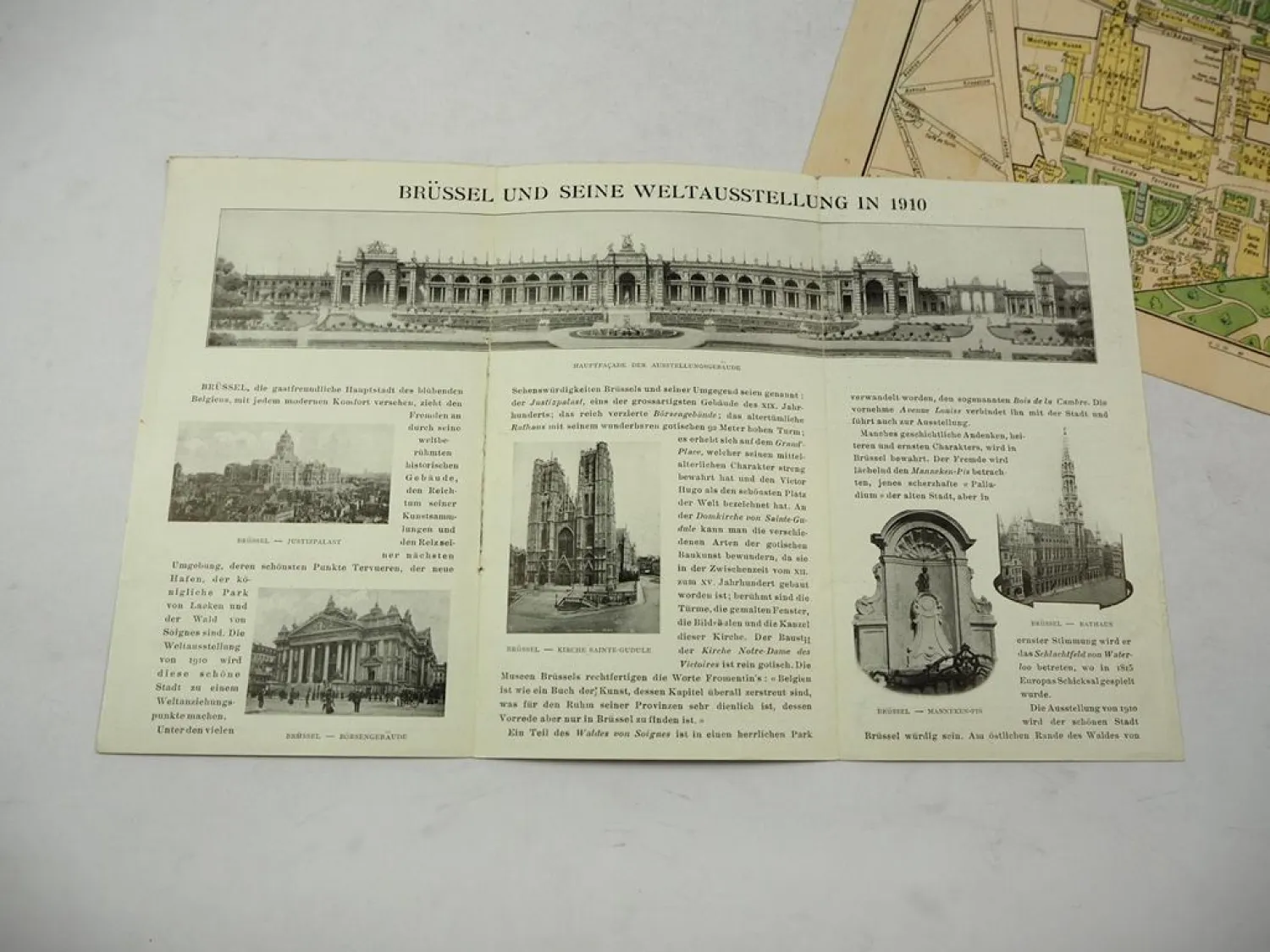 Original Prospekt Flyer mit Lageplan Weltausstellung Brüssel 1910