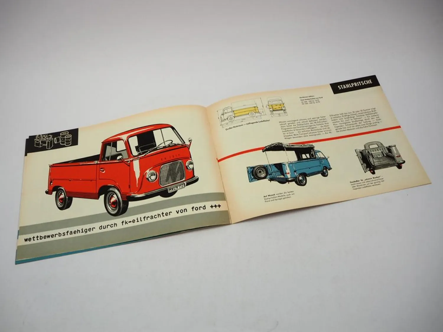 Original Prospekt Ford Taunus Transit FK 1000 1250 Eilfrachter ca. 50/60er J.