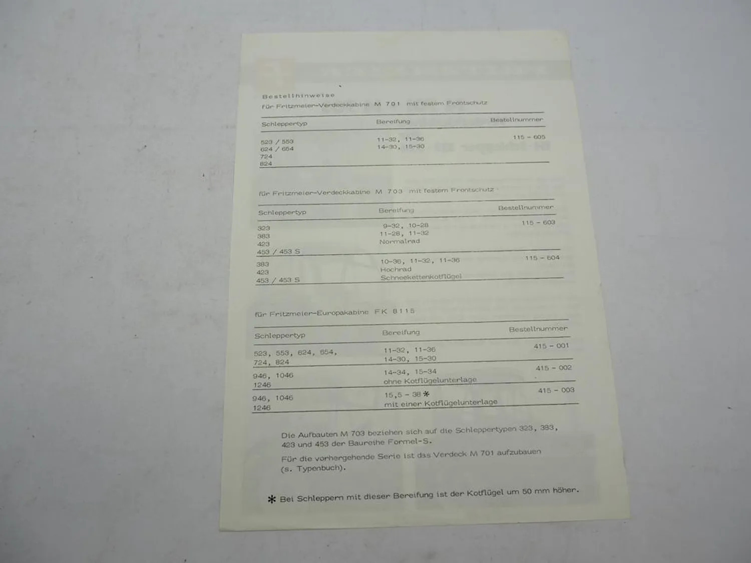 Original Prospekt Fritzmeier Kabine M701 M703 für IHC Schlepper 1973