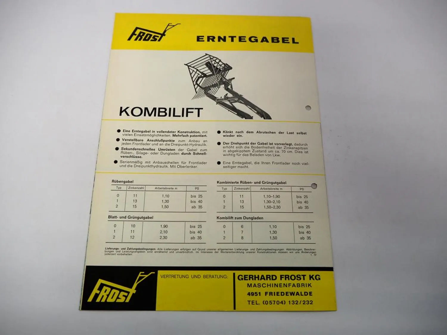 Original Prospekt Frost Frontlader für Deutz Schlepper 1972