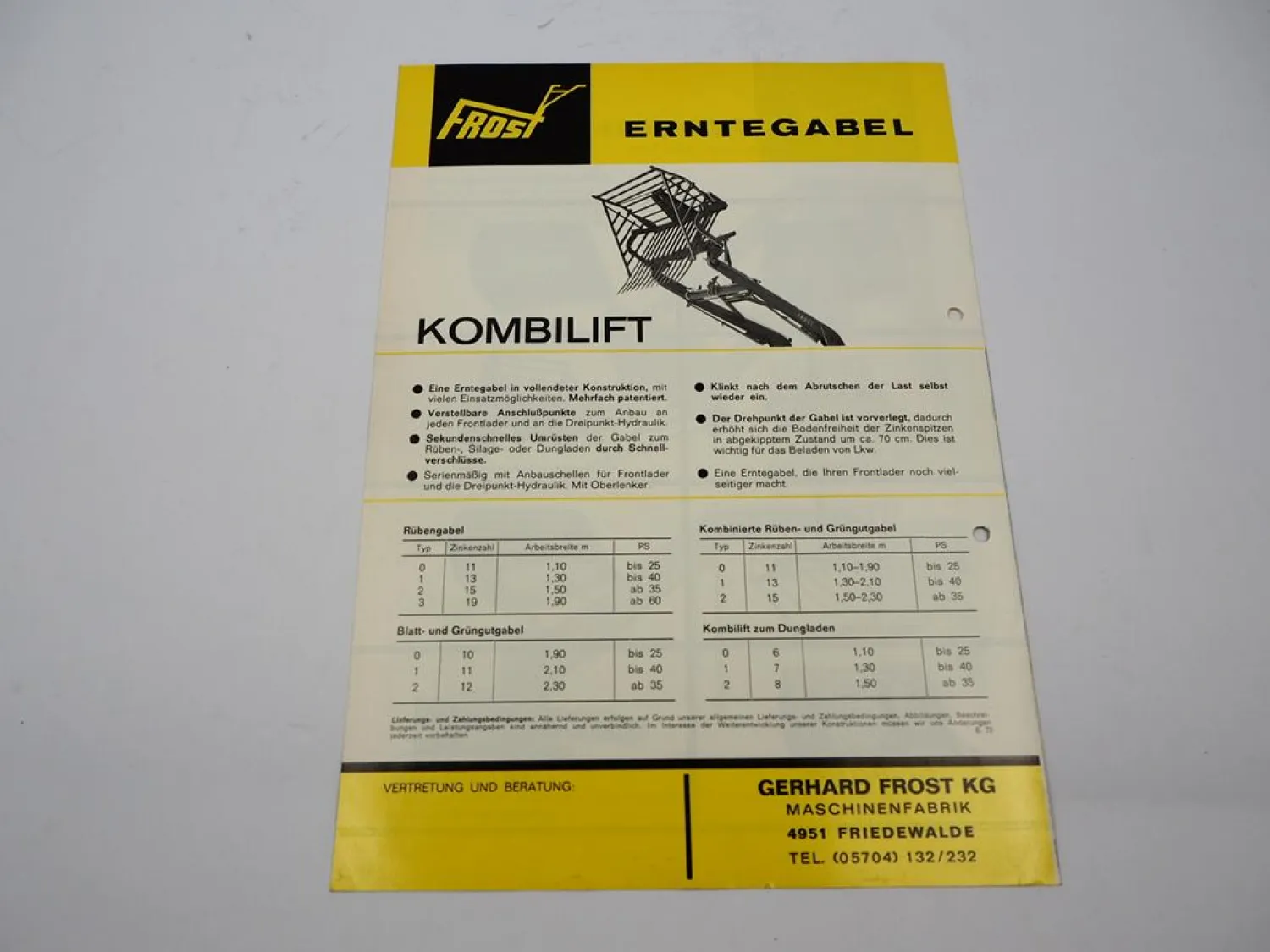 Original Prospekt Frost Frontlader für John Deere Schlepper 1973