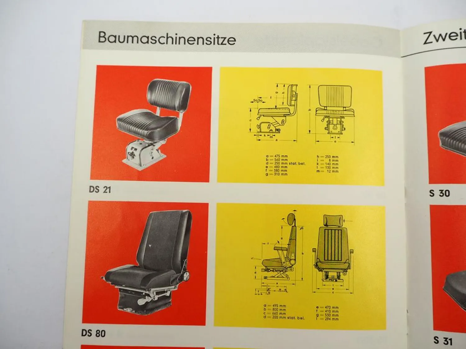 Original Prospekt Grammer Fahrzeugsitze für Traktor Stapler Baumaschine 1970er