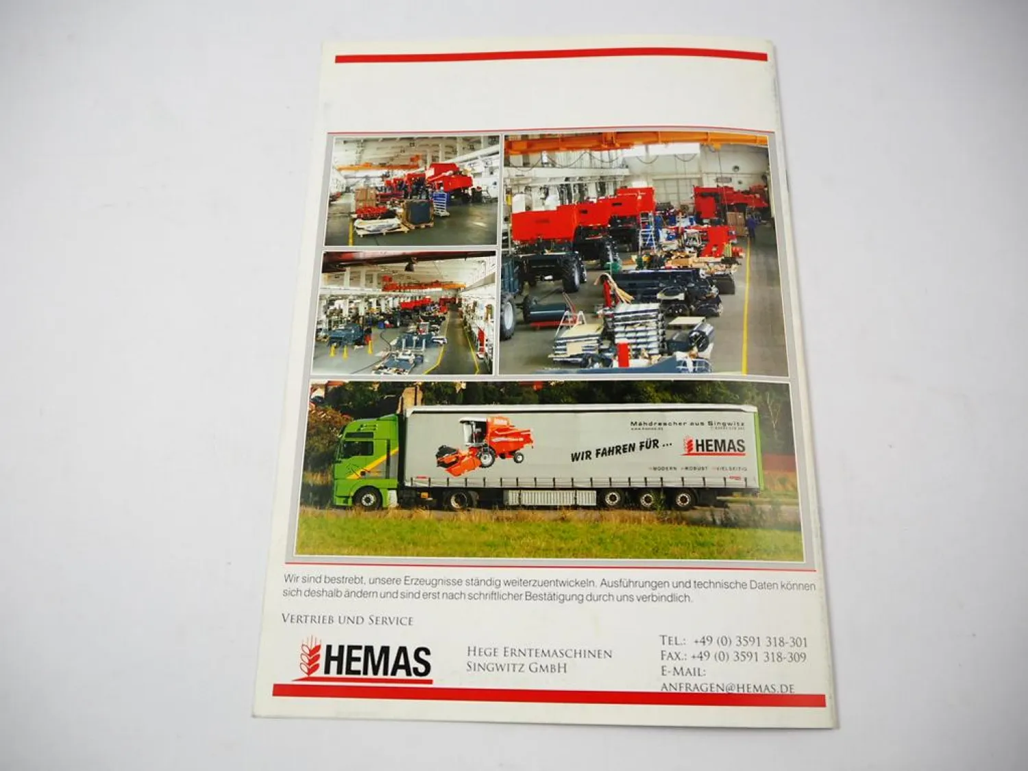 Original Prospekt Hemas Farmer 165 180 220 Mähdrescher 2004 Singwitz