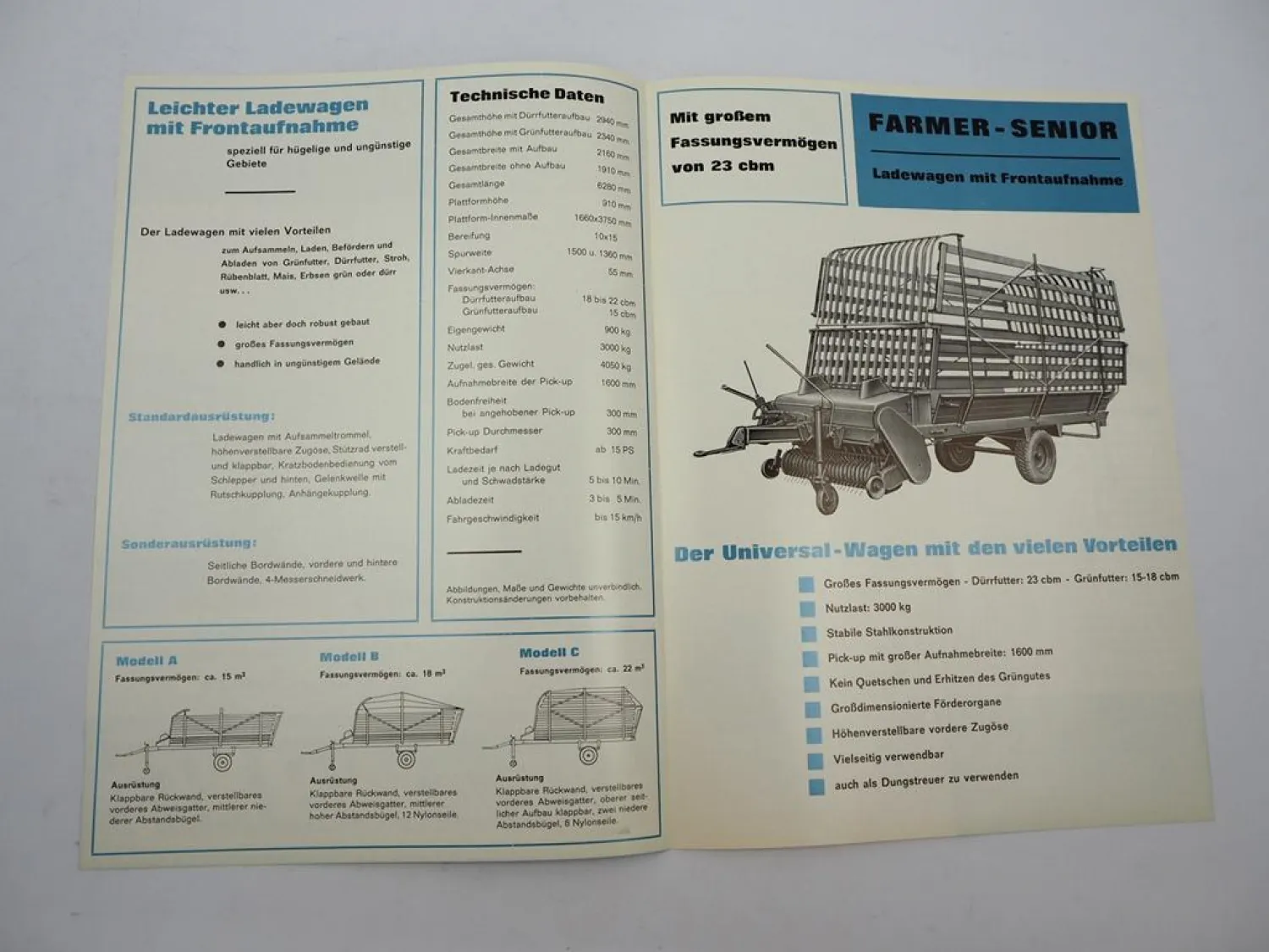 Original Prospekt Heywang Farmer Ladewagen Junior Senior 1969