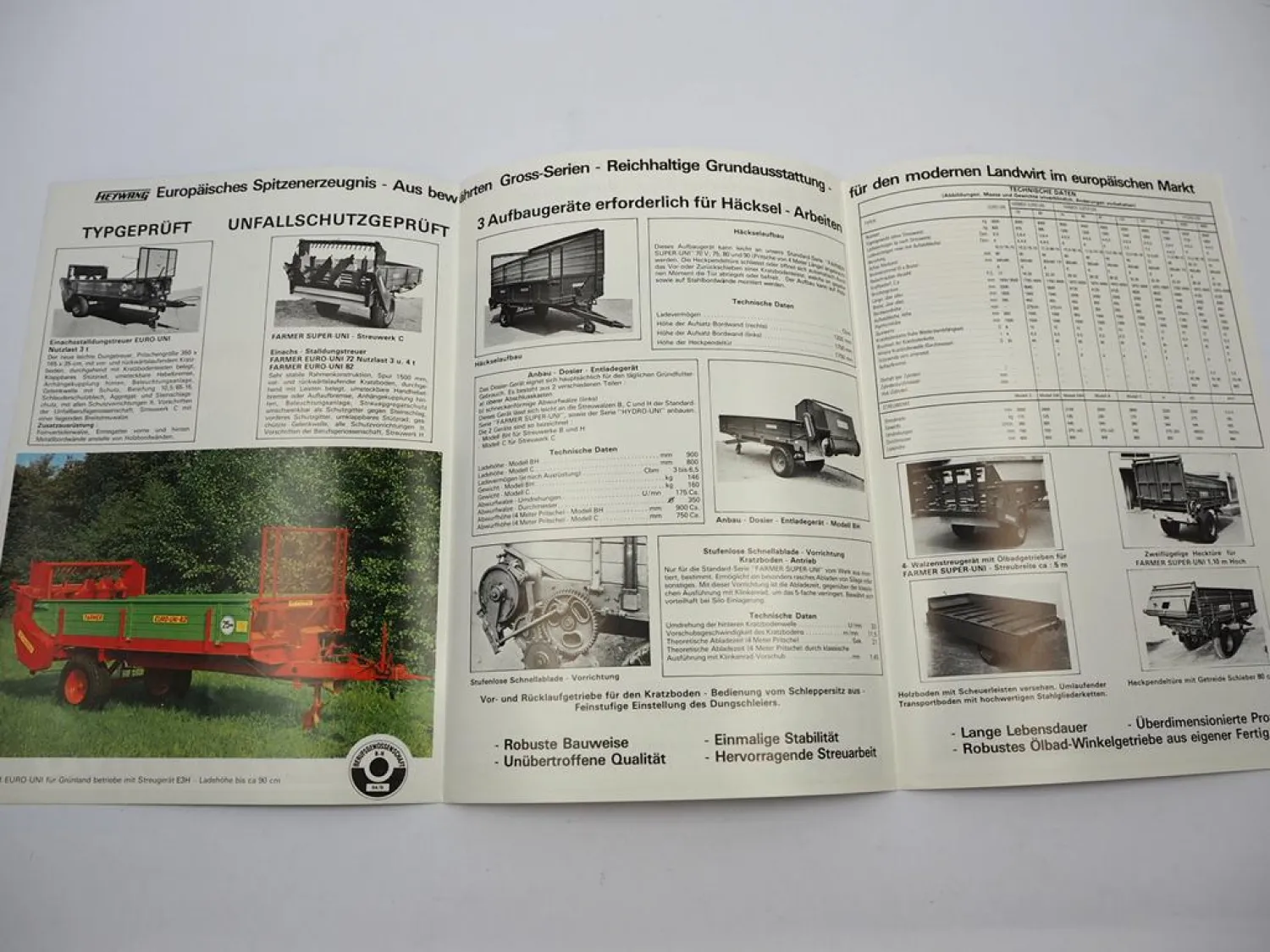 Original Prospekt Heywang Farmer Super Hydro Uni Stalldungstreuer 1970er Jahre