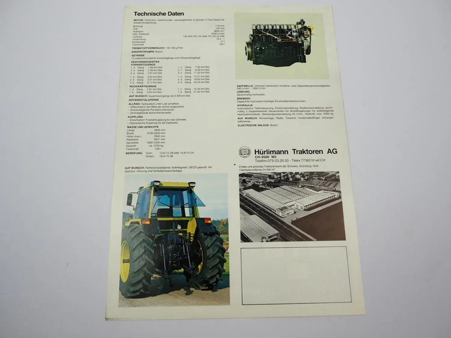 Original Prospekt Hürlimann H-6130 Schlepper Traktor 1979 Schweiz
