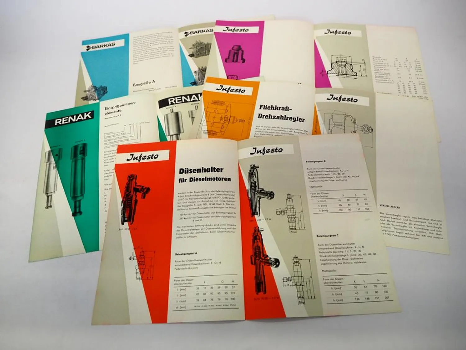 5x Original Prospekt IFA Barkas Infesto Renak Düsen Ventile Regler Einspitzpumpe