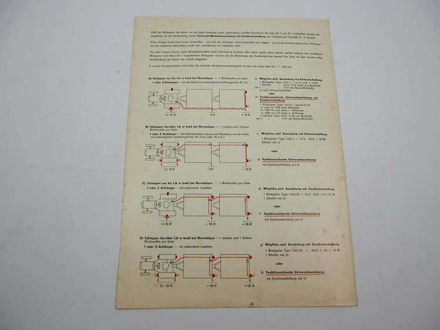 Original Prospekt Jokon Johann & Konen Beuel Rhein Leuchten f. Traktor Anhänger