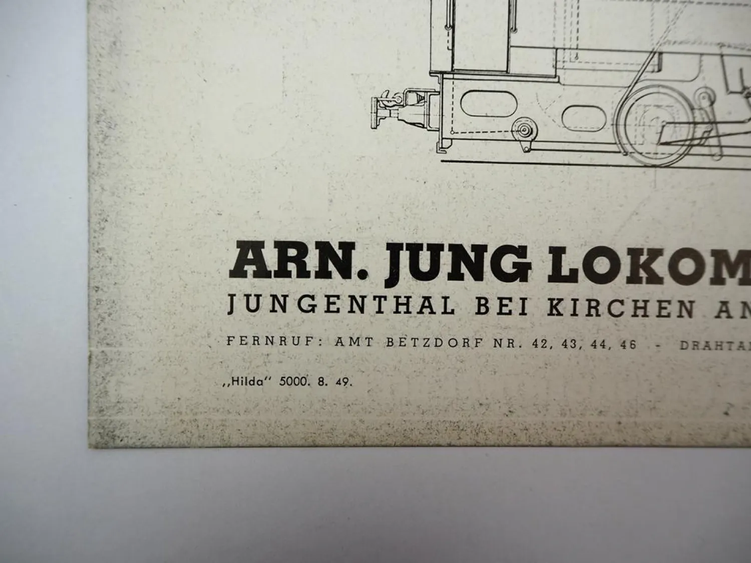 Original Prospekt Jung Hilda Naßdampf Baulok Jungenthal mit 75 PS von 1949
