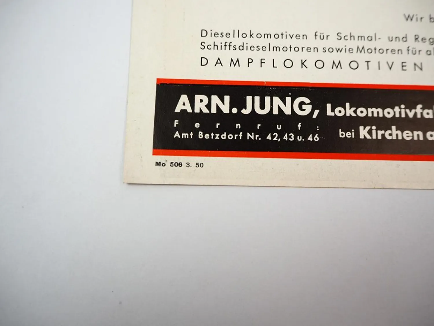 Original Prospekt Jung Jungenthal Diesel Lokomotive EL105 Schmalspur 1950