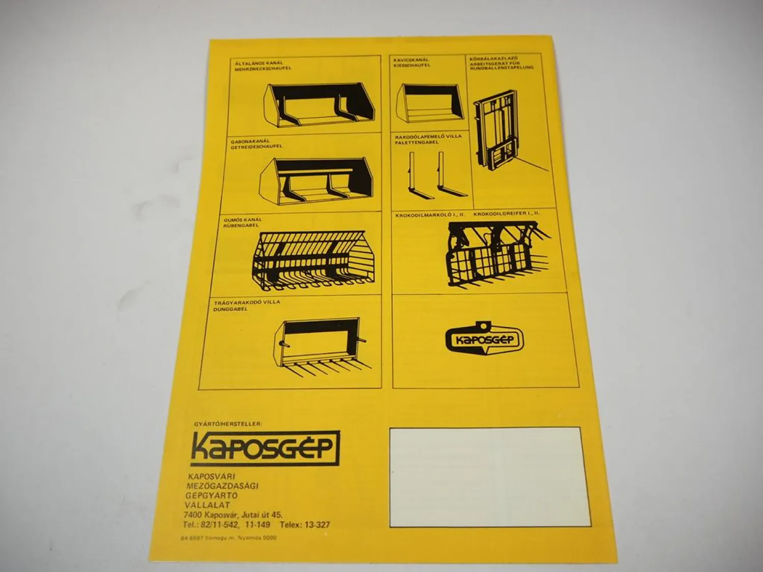 Original Prospekt Kaposgép KHR 1500 Hydraulischer Frontlader Ungarn