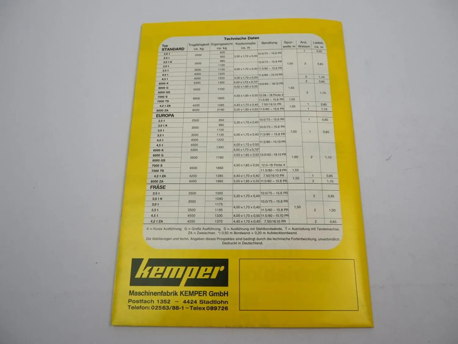 Original Prospekt Kemper Stalldungstreuer Standard Europa Fräse 1980er Jahre