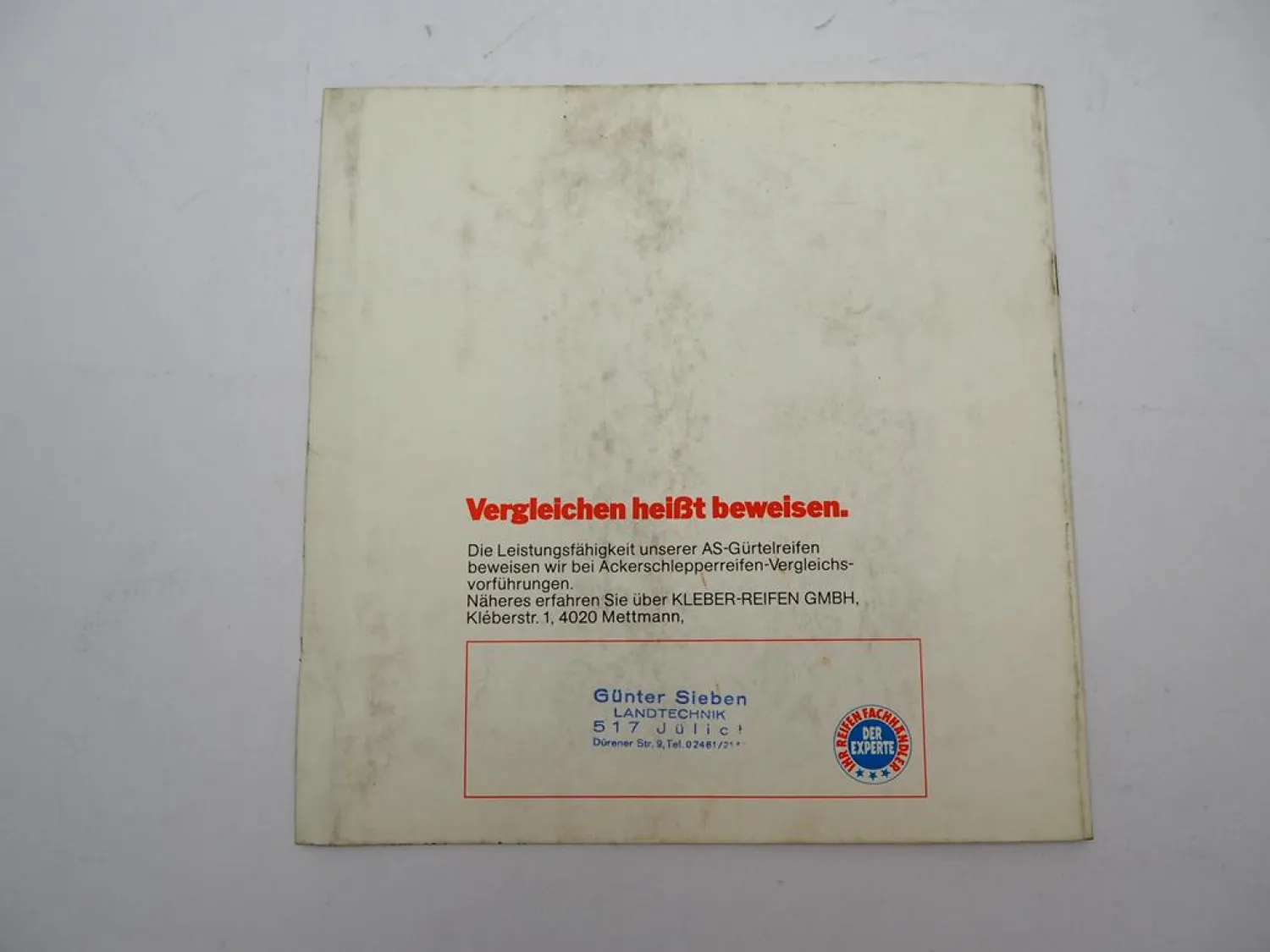 Original Prospekt Kleber Super 30 50 Tracsol Reifen für Ackerschlepper 1970er J.