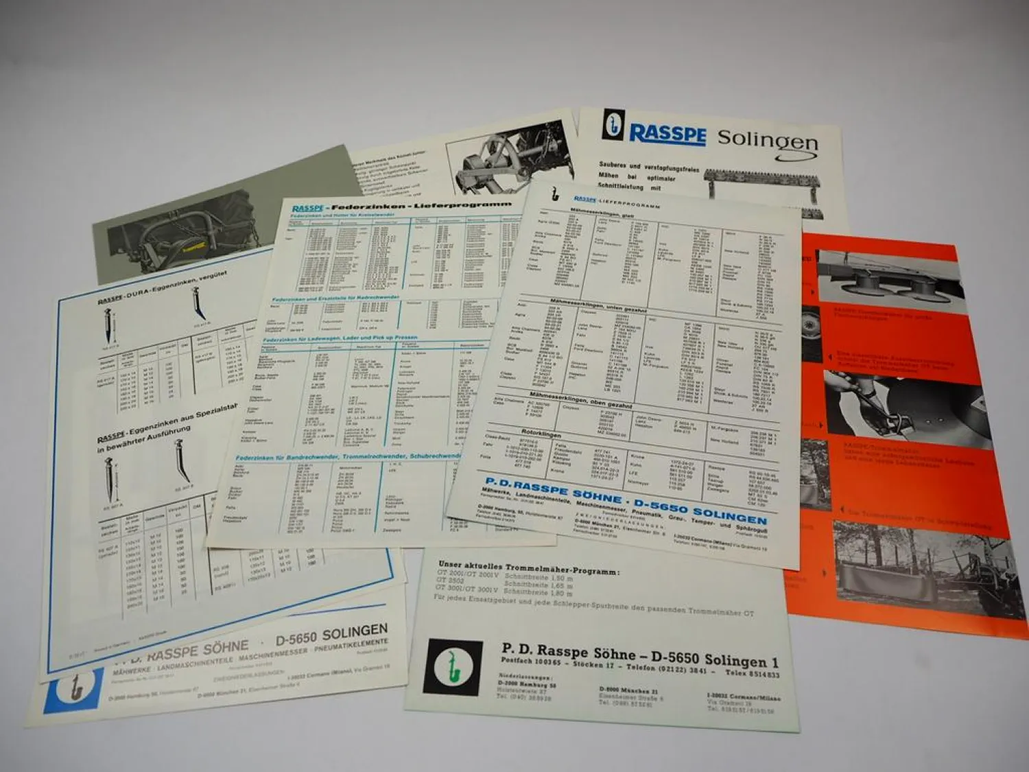 13 Original Prospekte Rasspe Anbaugeräte für Schlepper & Einachstraktoren