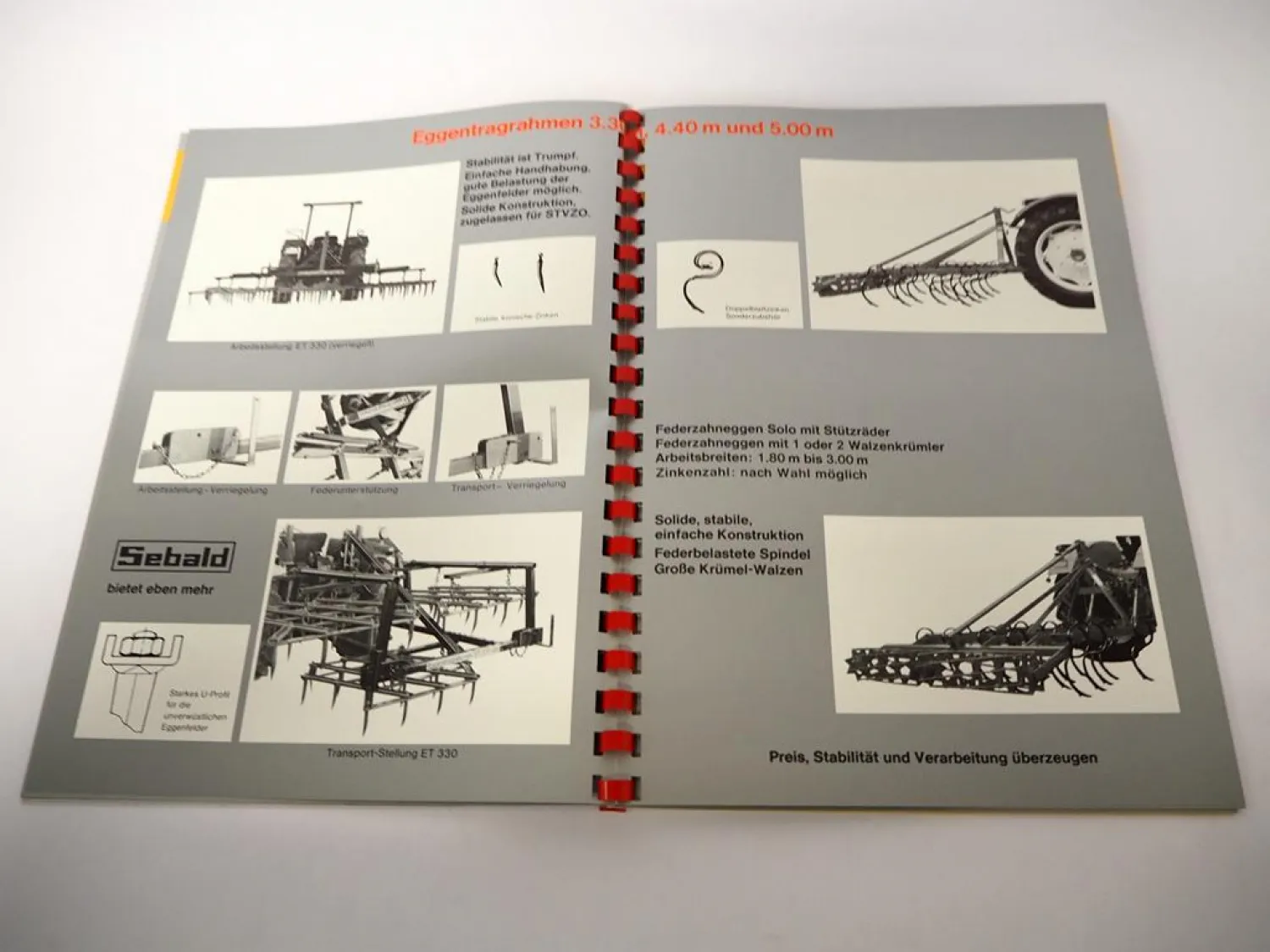 Original Prospekt Sebald Anbaugeräte Pflüge Anhänger für Traktoren 42 Seiten