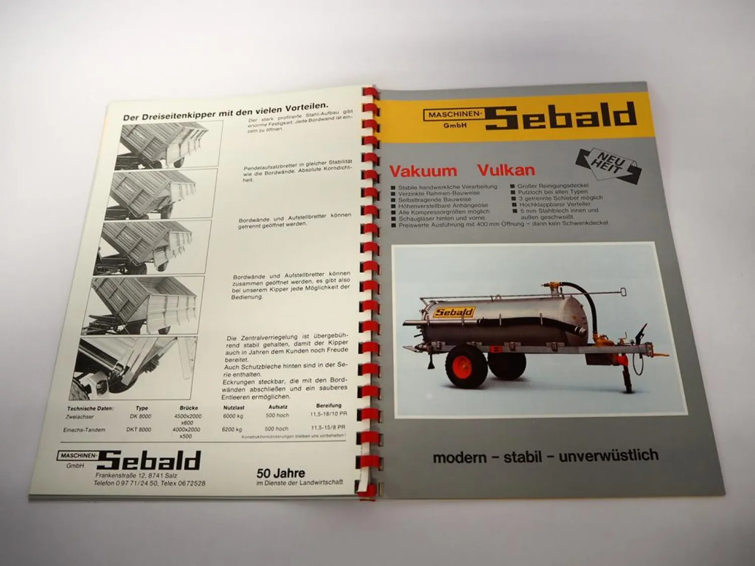 Original Prospekt Sebald Anbaugeräte Pflüge Anhänger für Traktoren 42 Seiten