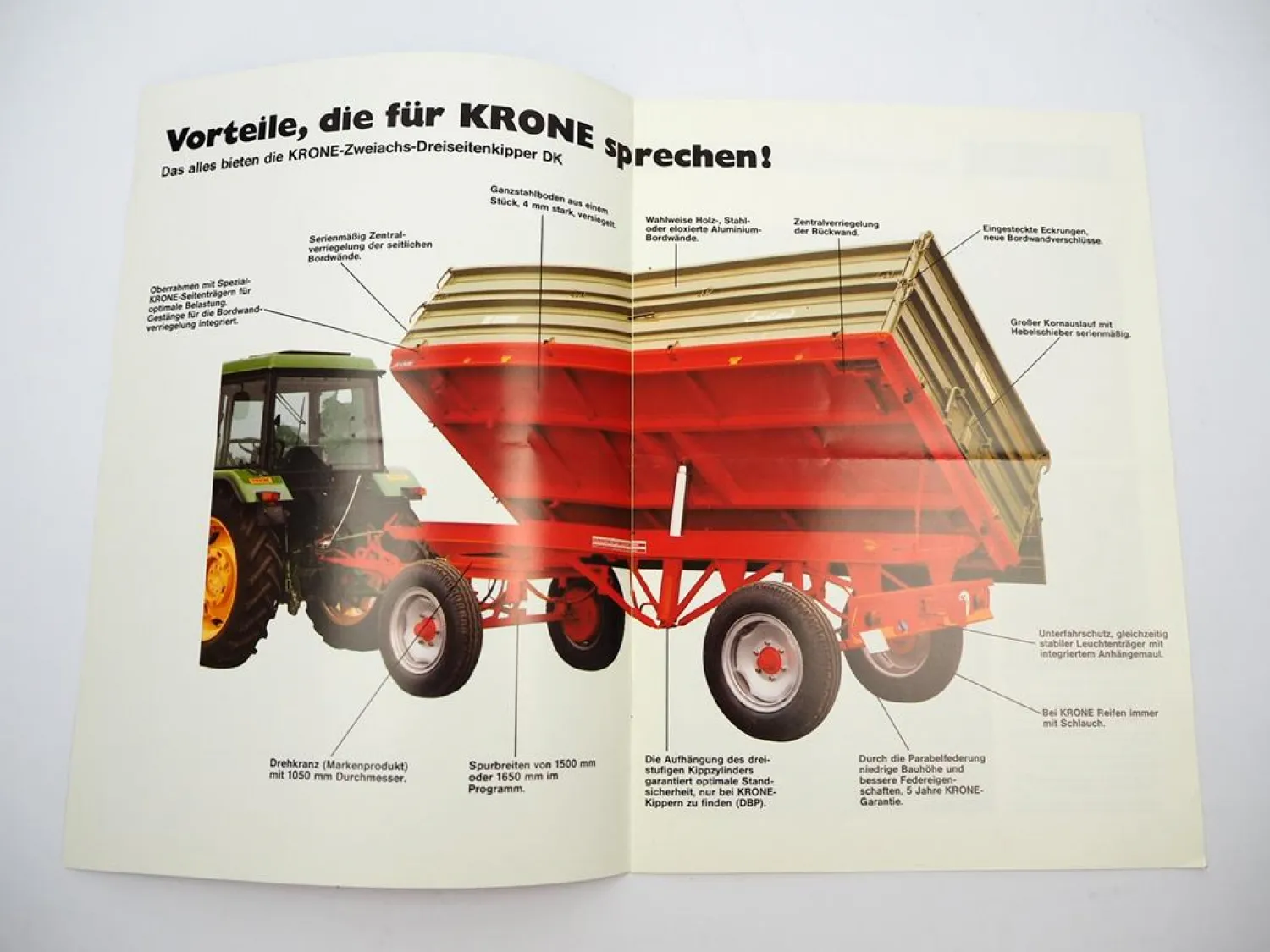 Original Prospekt Krone DK Kippanhänger Dreiseitenkipper Emsland 1985