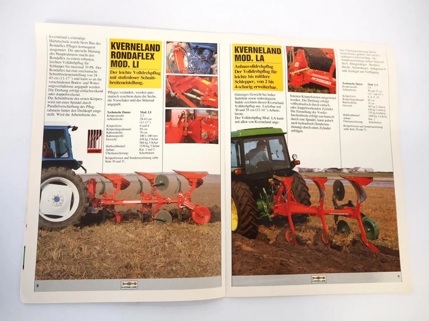 Original Prospekt Kverneland Produktprogramm Pflüge 1986