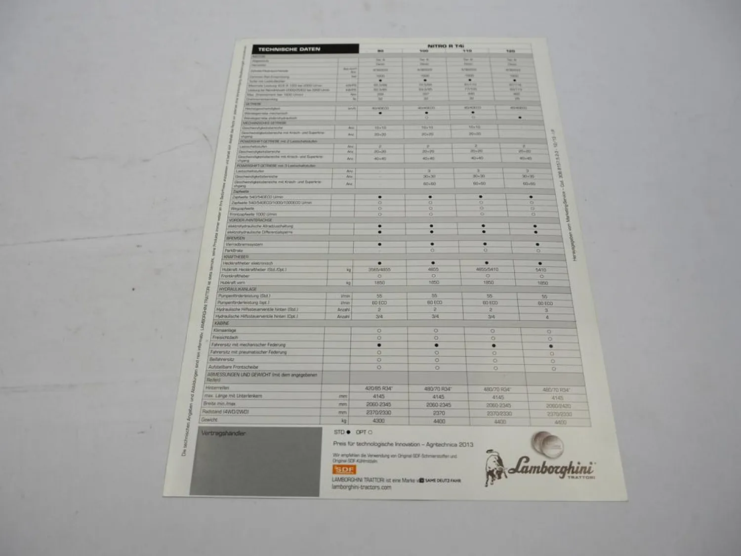 Original Prospekt Lamborghini Nitro R T4i 90 100 110 120 Schlepper 2013