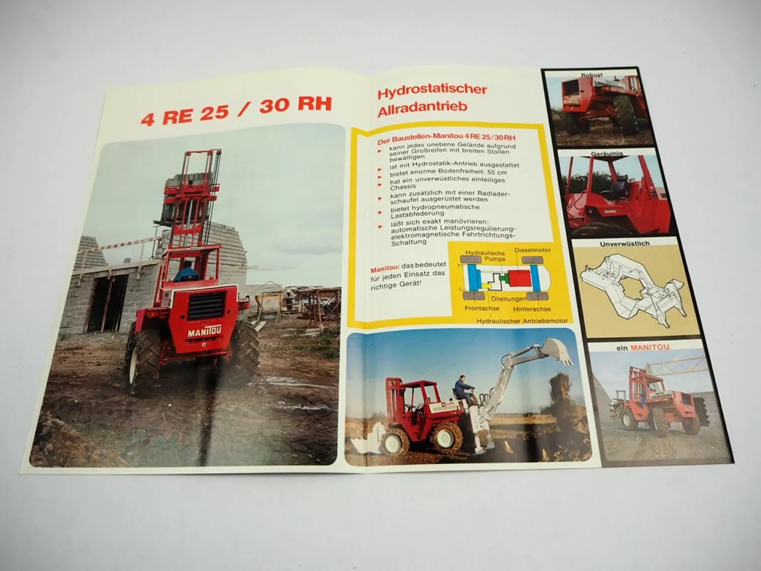Original Prospekt Manitou 4 RE 25 30 RH Gabelstapler mit 4 Seiten von 1984