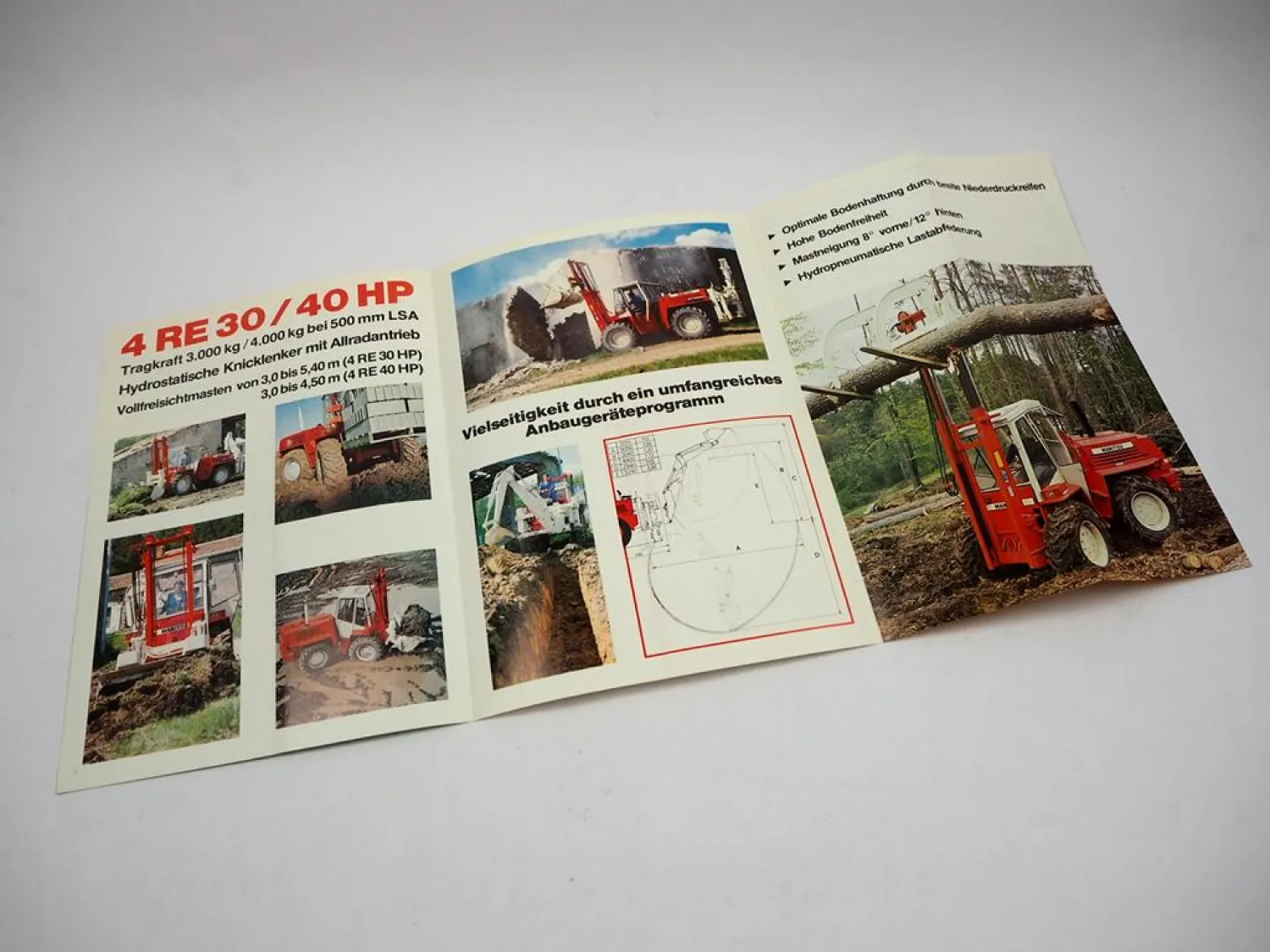 Original Prospekt Manitou 4 RE 30 40 HP Gabelstapler mit 6 Seiten von 1984