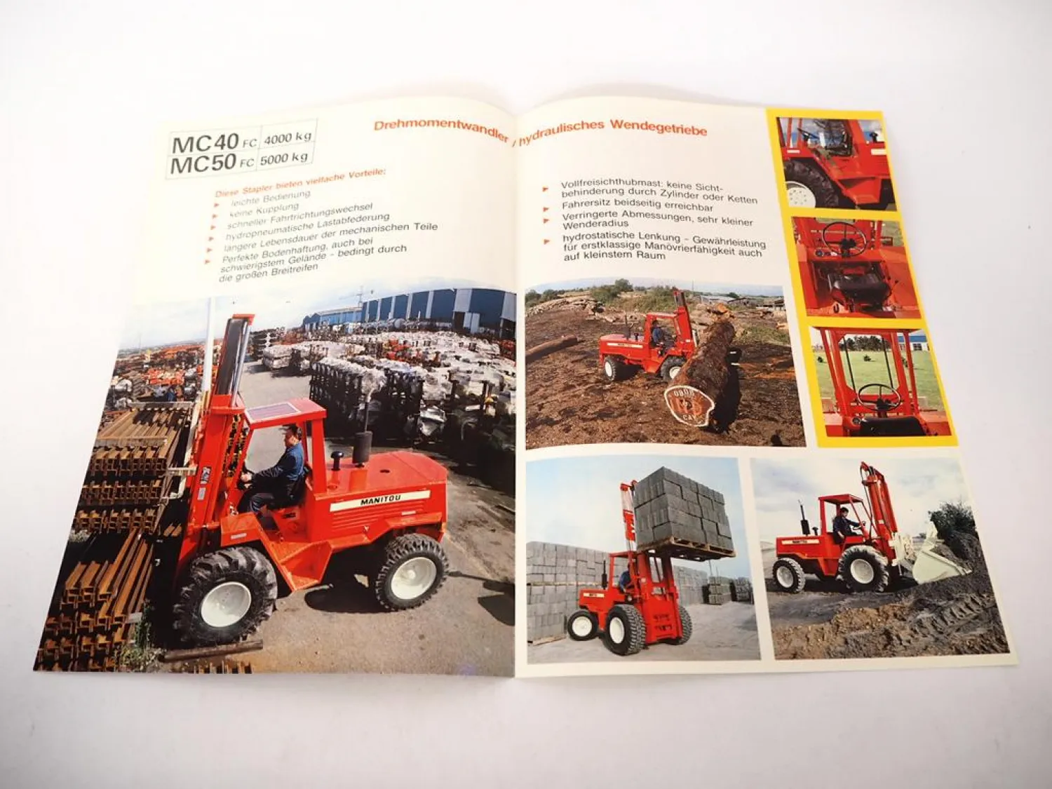 Original Prospekt Manitou MC 40 50 FC Gabelstapler mit 4 Seiten von 1984