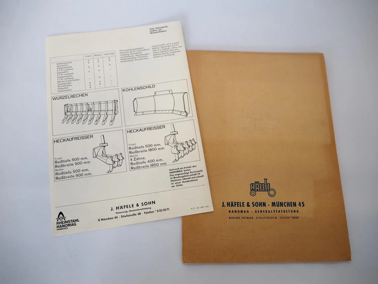 Original Prospekt Mappe Hanomag K7 Laderaupe 75 PS 1965 mit technischen Daten