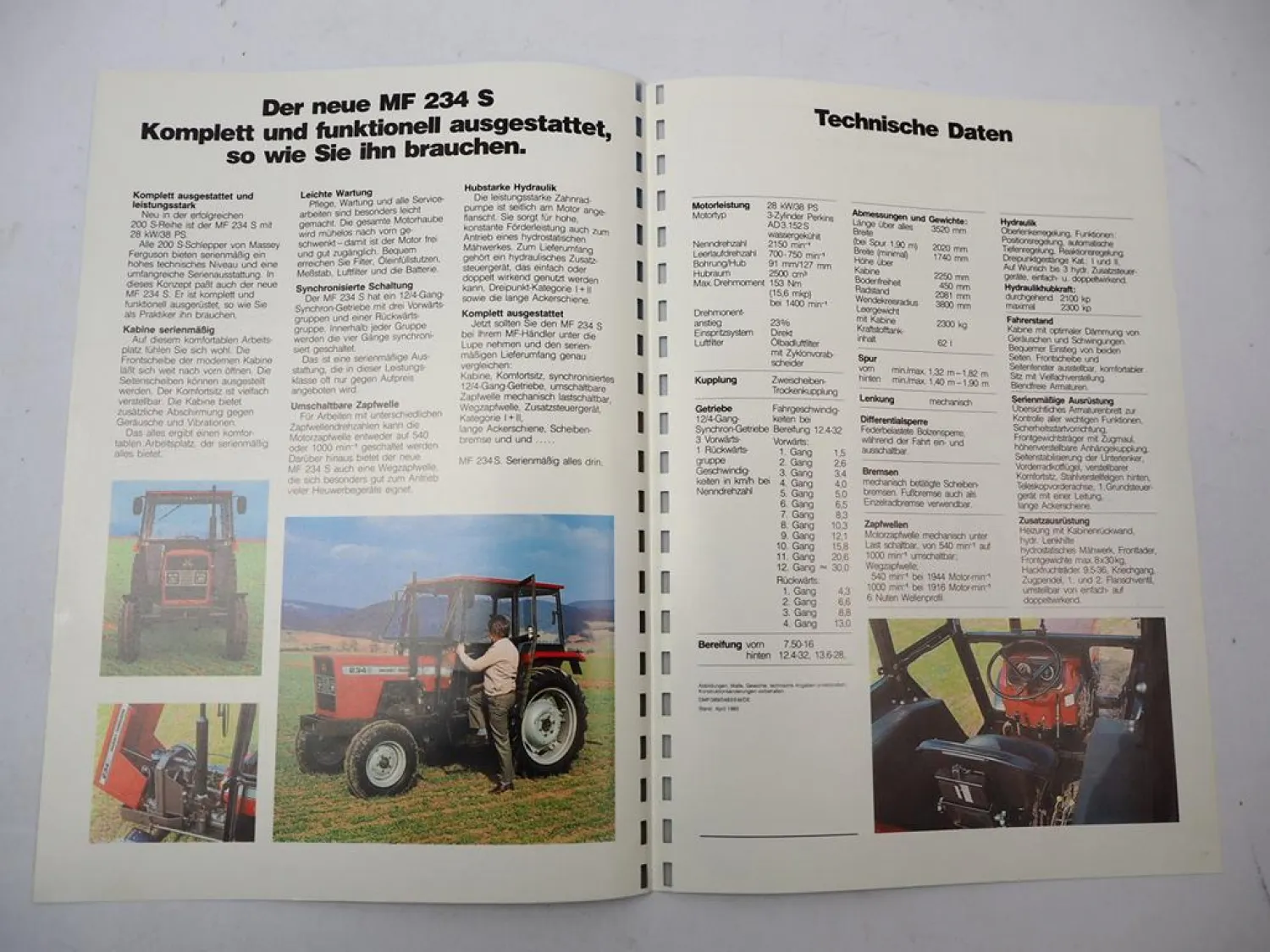 Original Prospekt Massey Ferguson MF 234S Schlepper 1983 mit technischen Daten