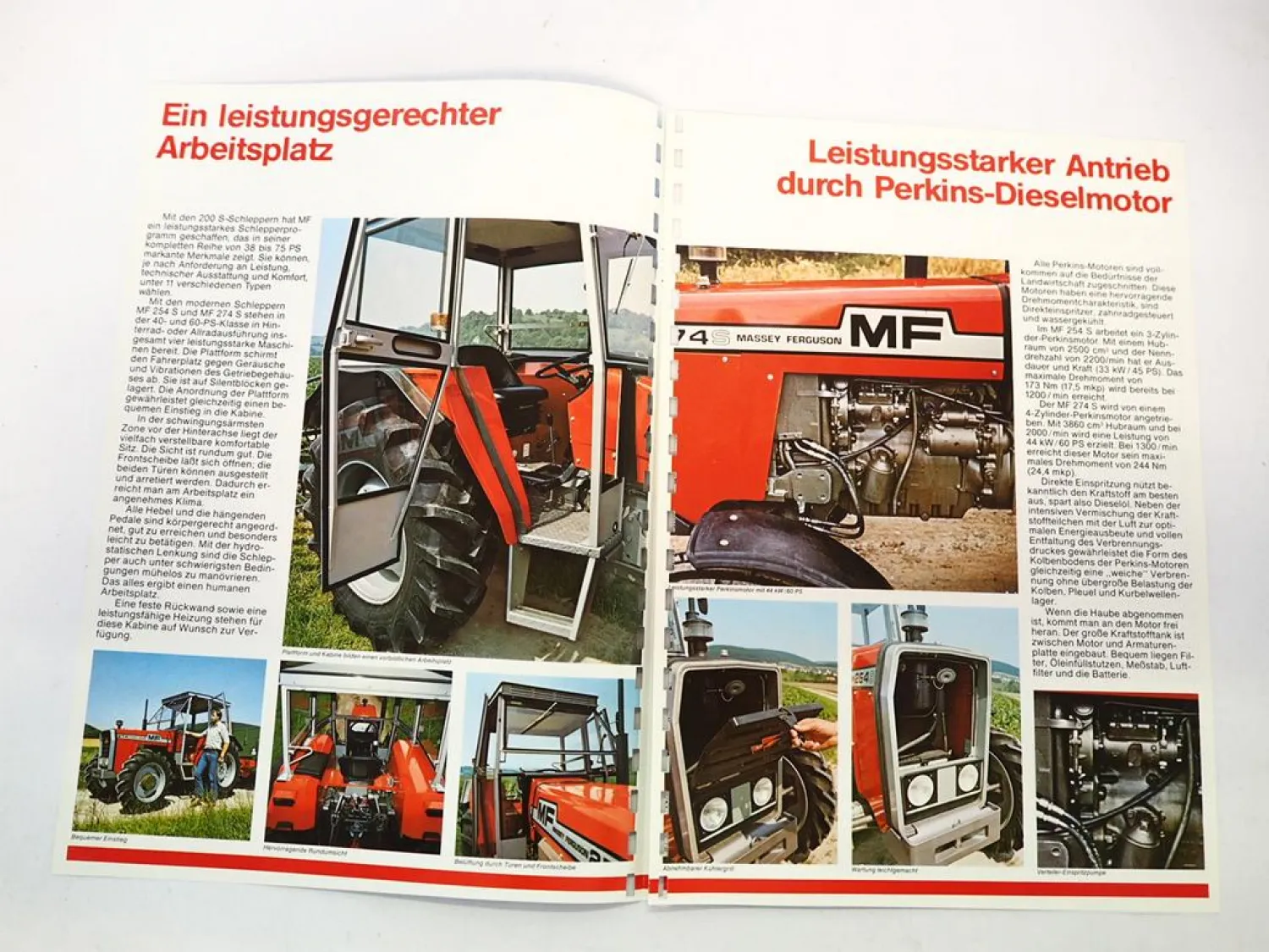 Original Prospekt Massey Ferguson MF 254S 274S Schlepper 1982 mit techn. Daten
