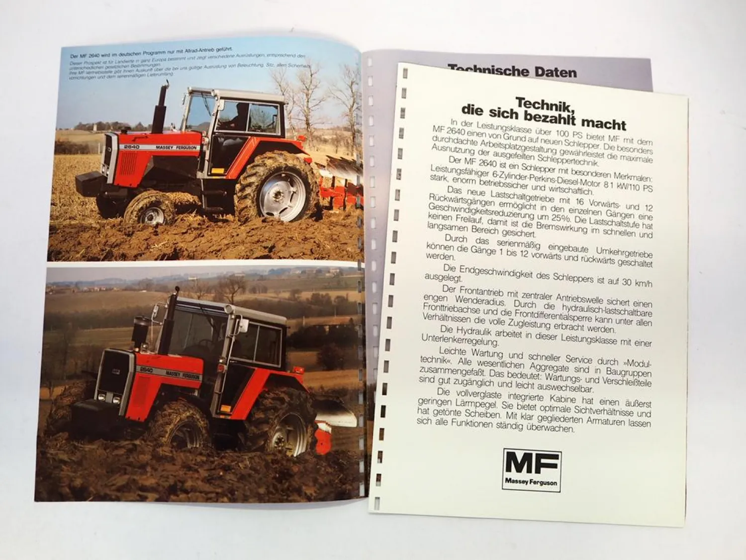 Original Prospekt Massey Ferguson MF 2640 Schlepper 1982 mit technischen Daten