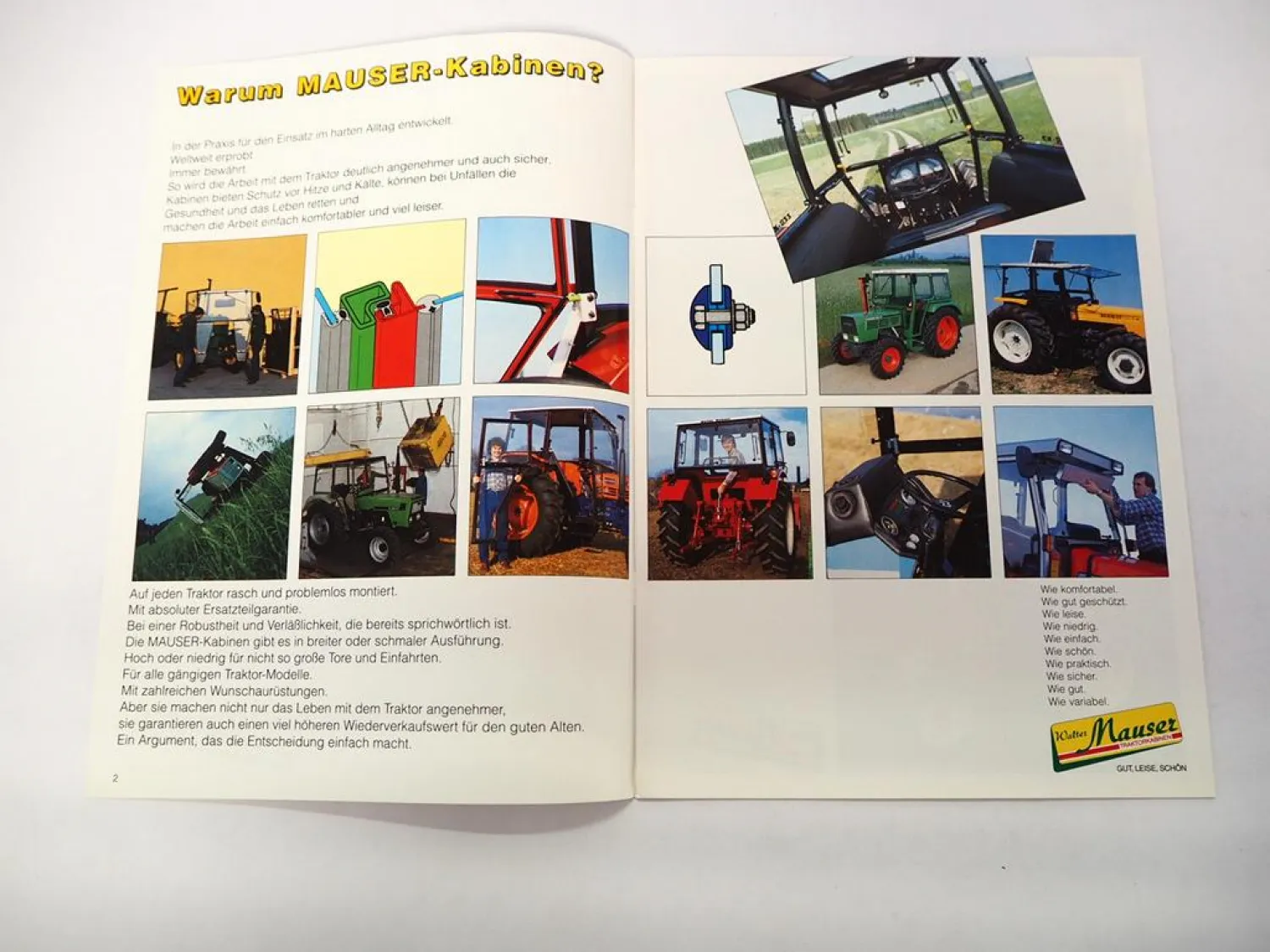 Original Prospekt Mauser Traktorkabine für Fendt Deutz IHC MF Ford Fiat Same
