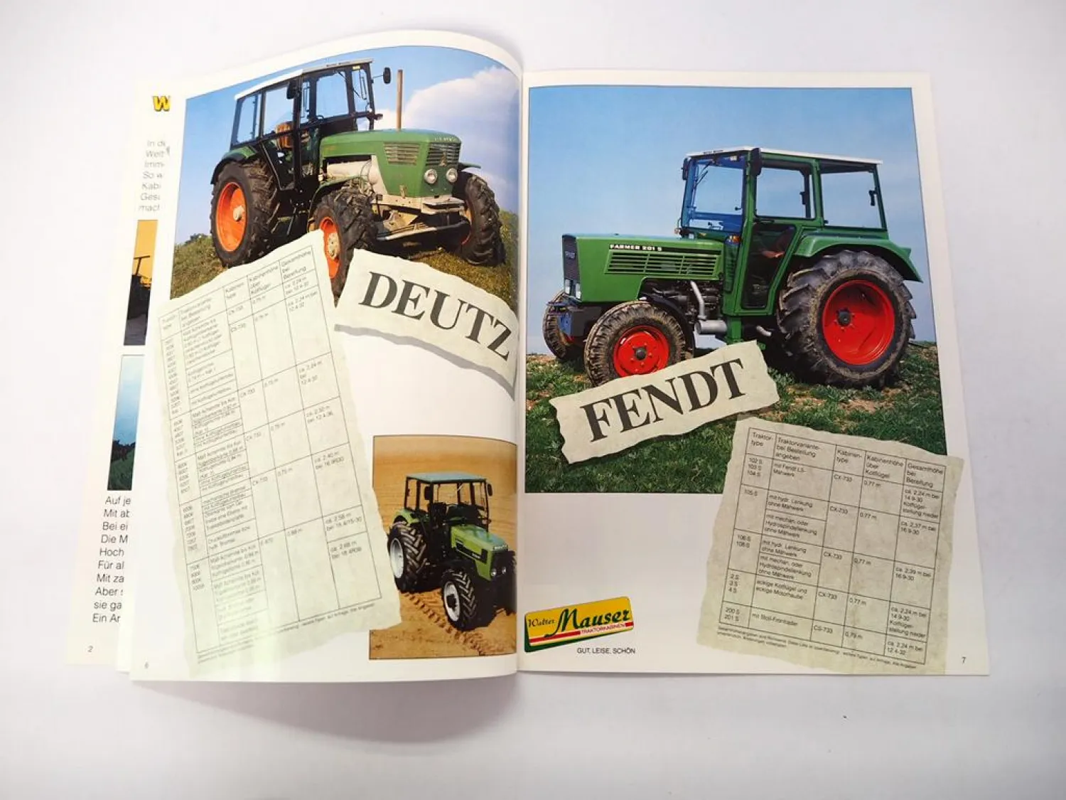 Original Prospekt Mauser Traktorkabine für Fendt Deutz IHC MF Ford Fiat Same