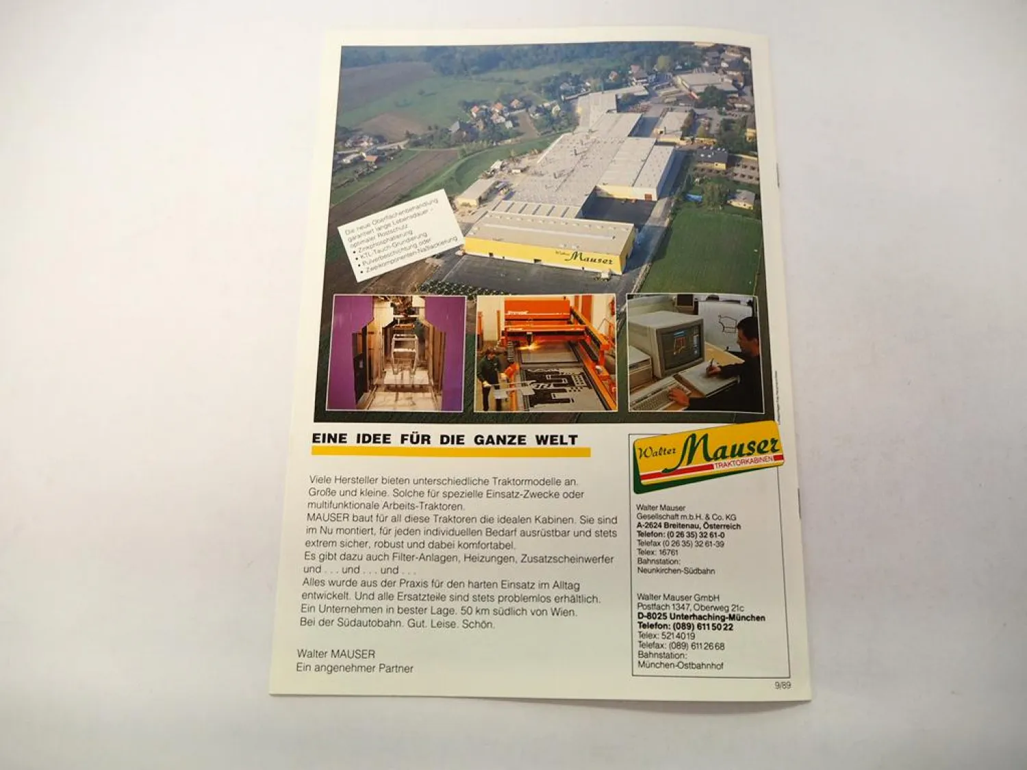 Original Prospekt Mauser Traktorkabine für Fendt Deutz IHC MF Ford Fiat Same